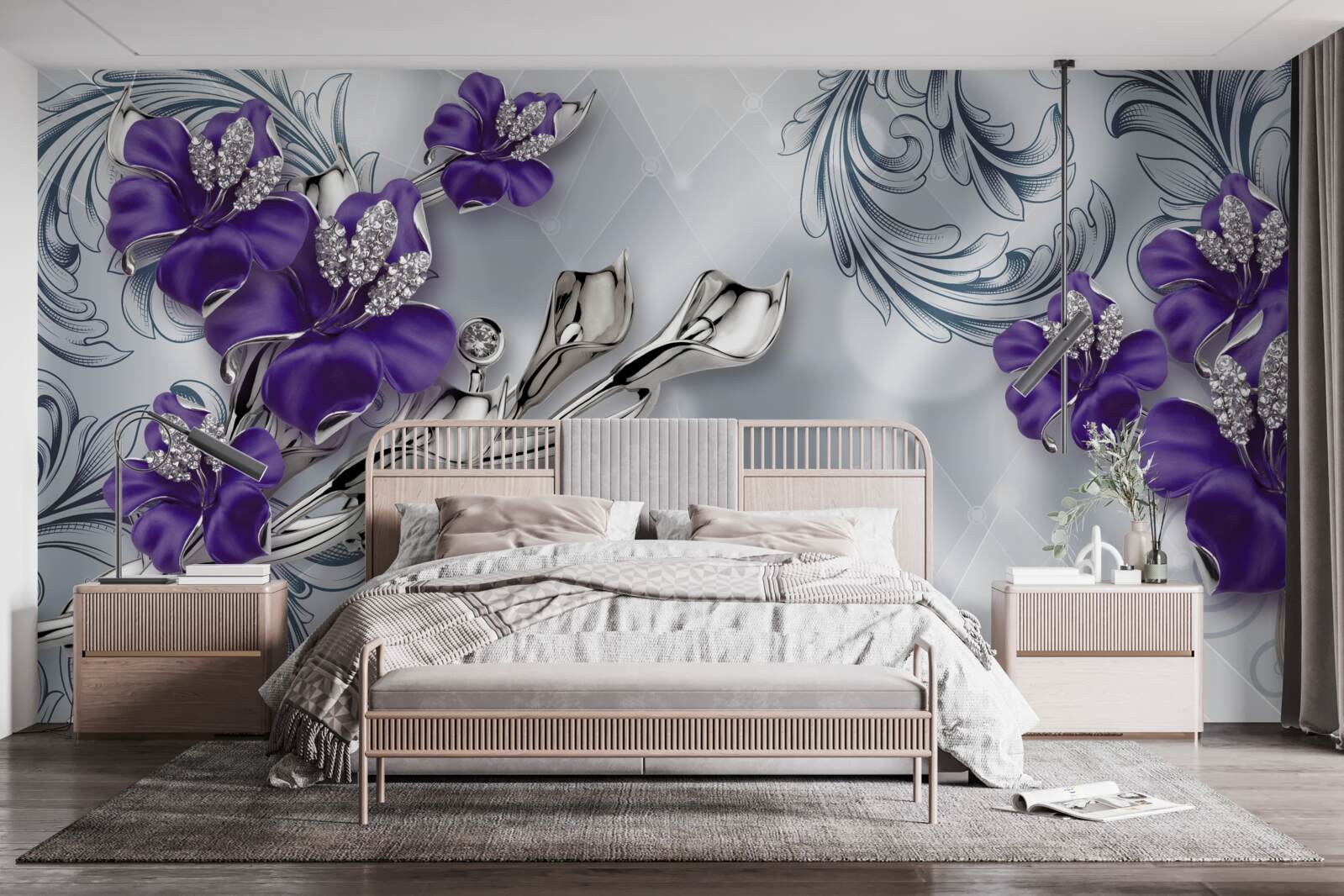 Fototapeta kráľovská fialová ľalia na konároch