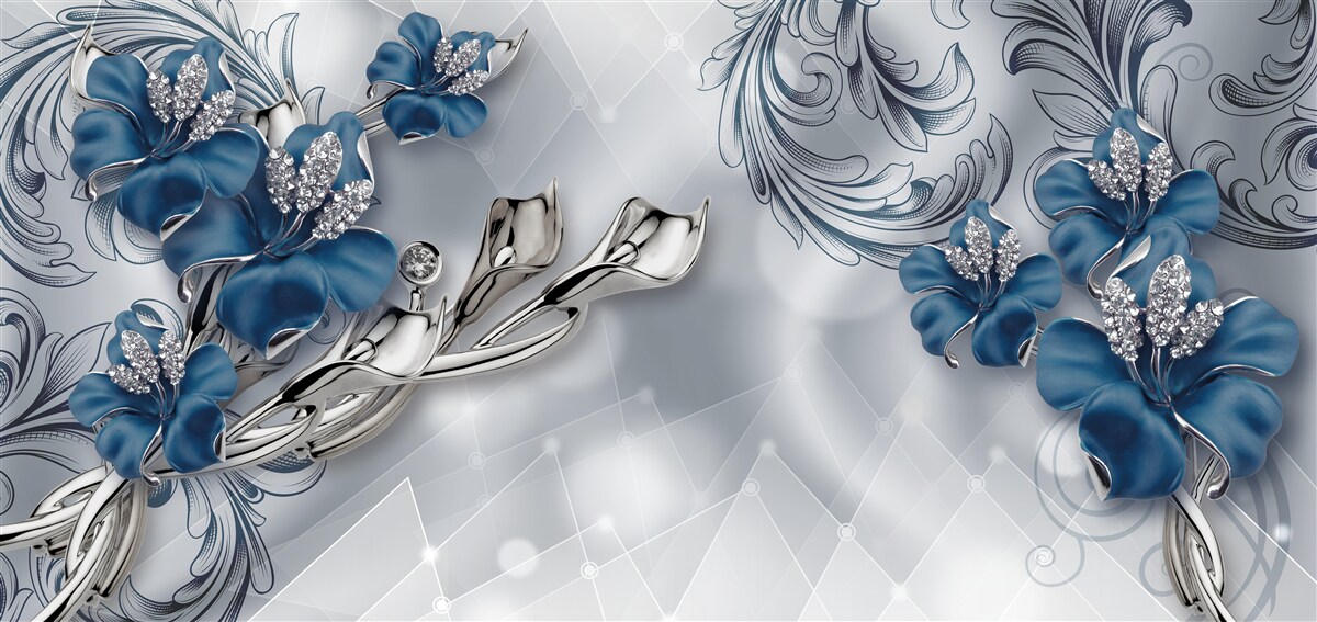 Fototapeta kráľovská modrá ľalia na striebornom pozadí