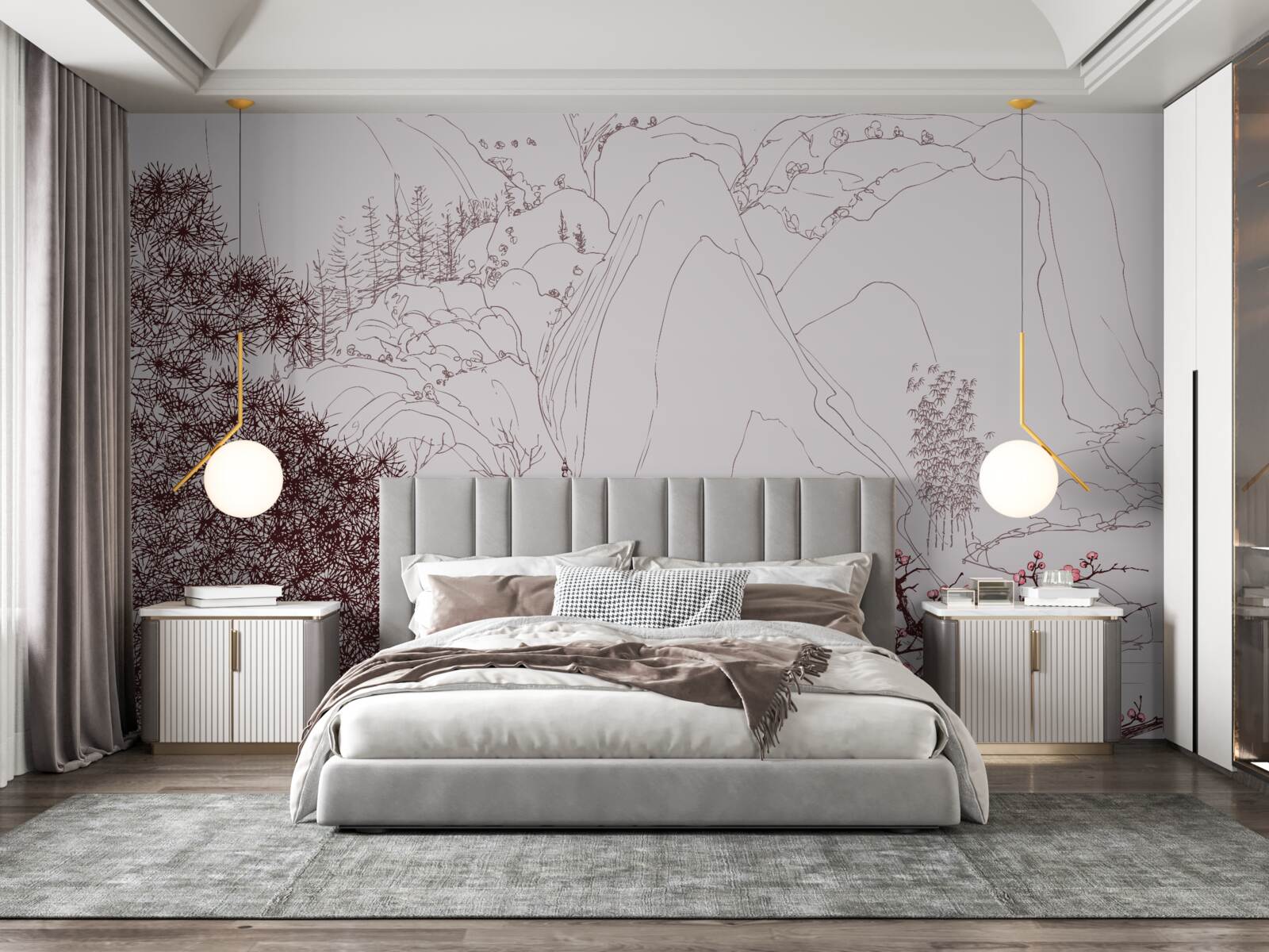 Fototapeta Záhrada v japonskom štýle pri vidieckom dome v horách