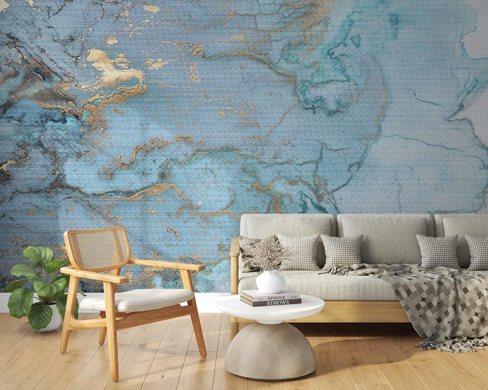 Fototapeta modrý mramor so zlatým velúrom