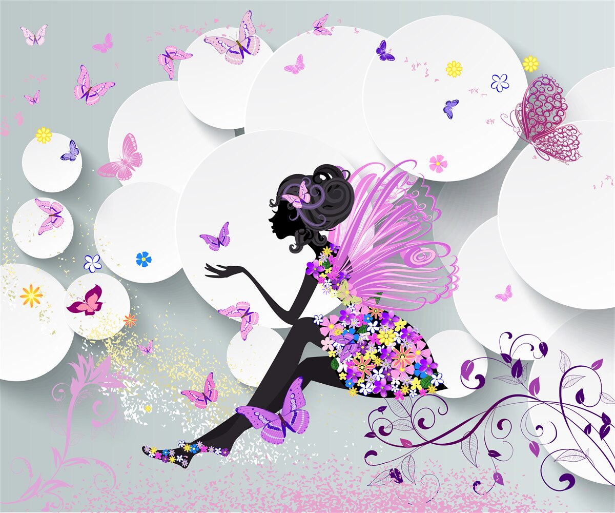 Fototapeta dievča zobrazené v kvetinových šatách