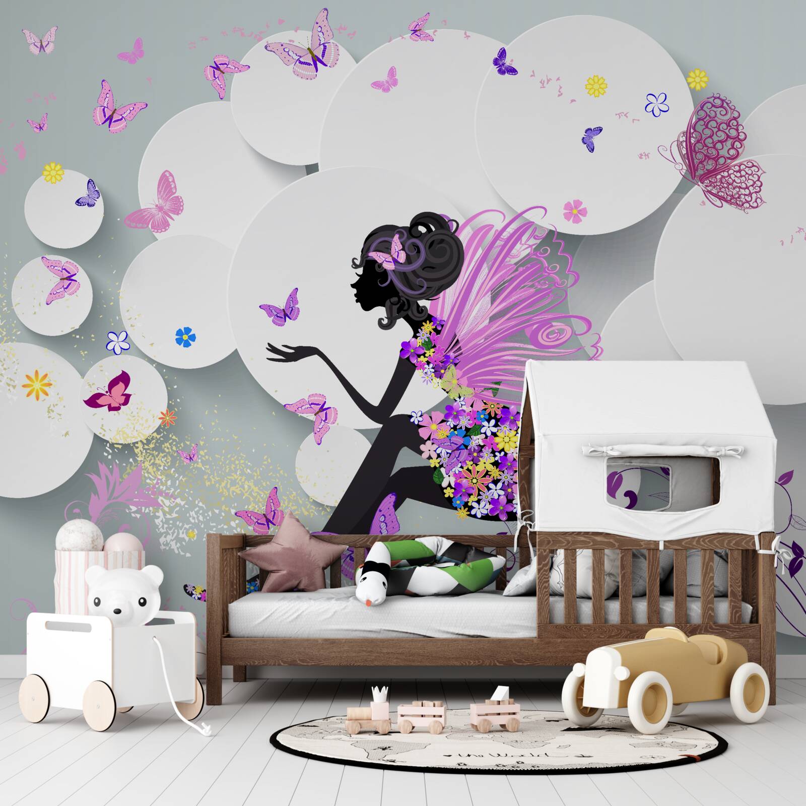 Fototapeta dievča zobrazené v kvetinových šatách