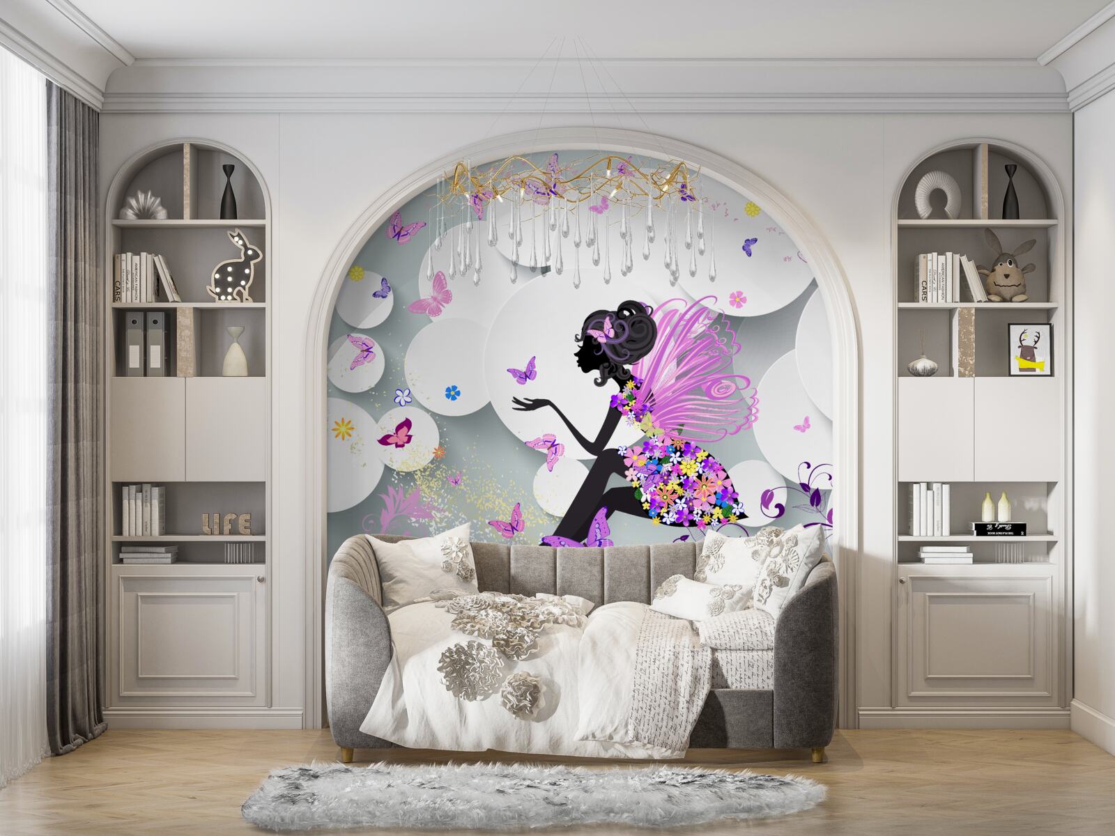 Fototapeta dievča zobrazené v kvetinových šatách