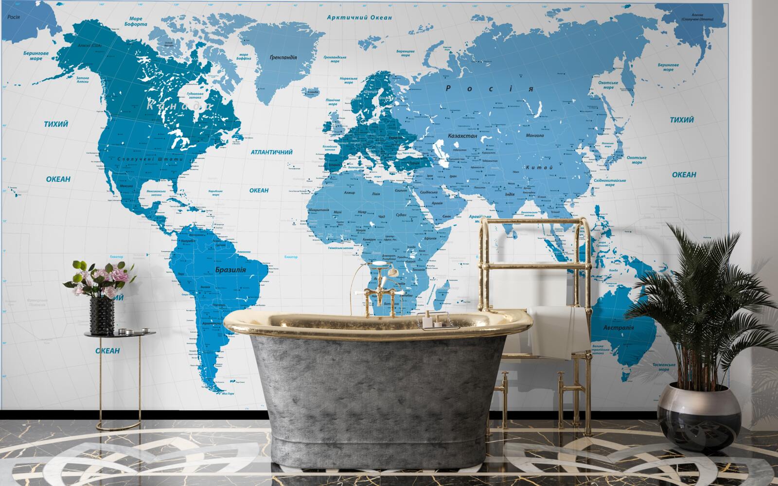 Fototapeta modrá mapa sveta