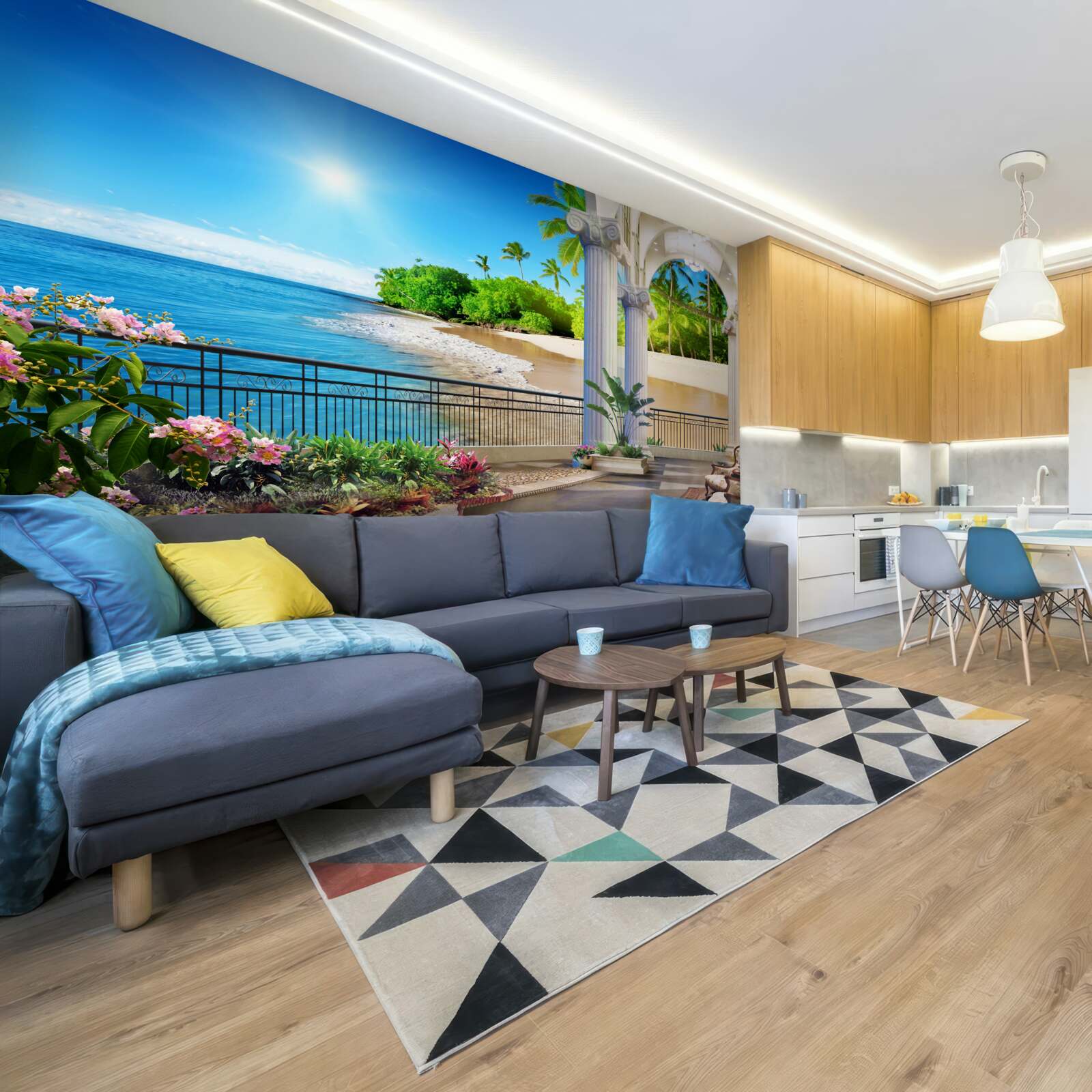 Fototapeta panoráma oceánu a pláže z terasy