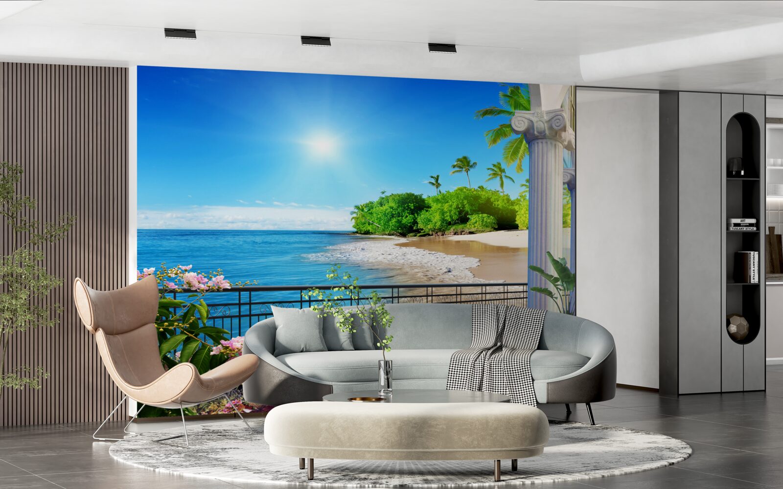 Fototapeta panoráma oceánu a pláže z terasy