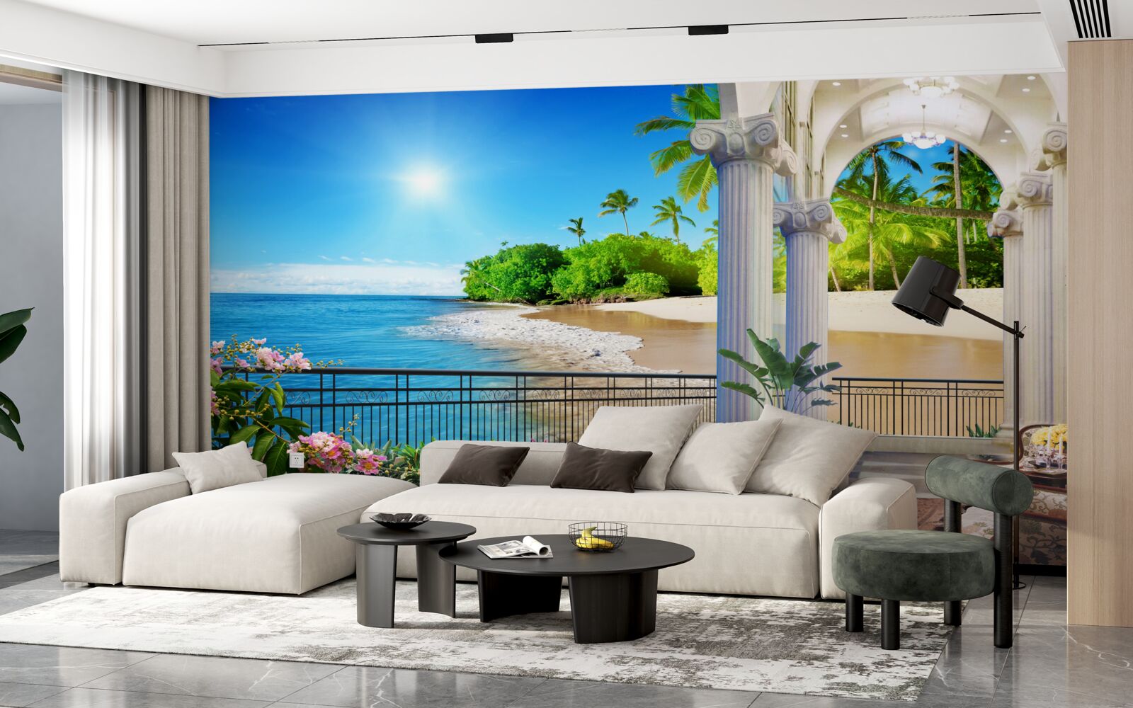 Fototapeta panoráma oceánu a pláže z terasy