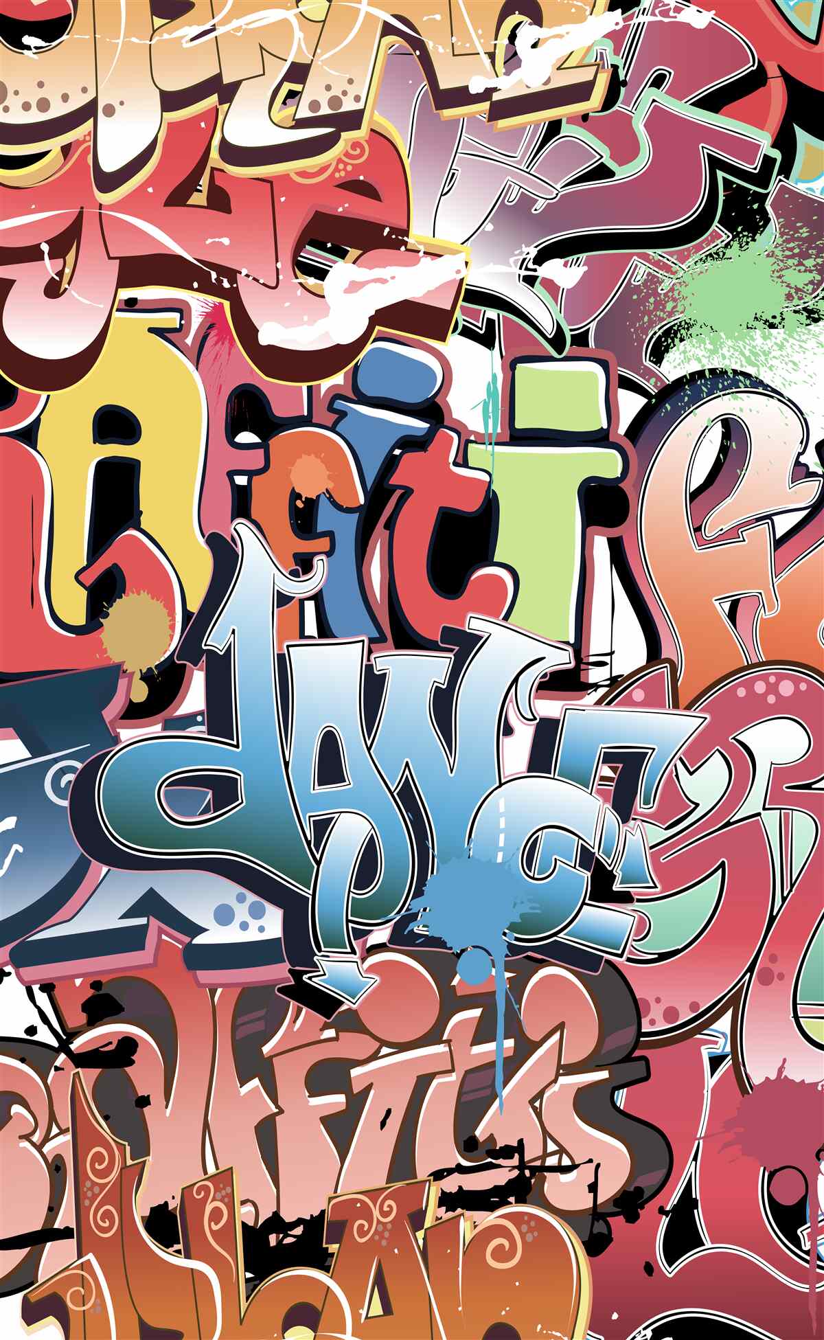 Fototapeta graffiti nápisy v rôznych farbách