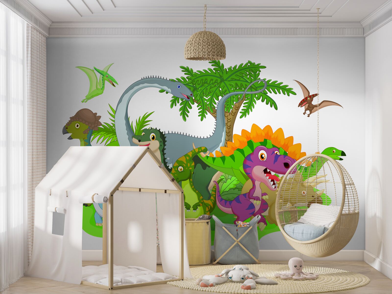 Fototapeta kreslených dinosaurov