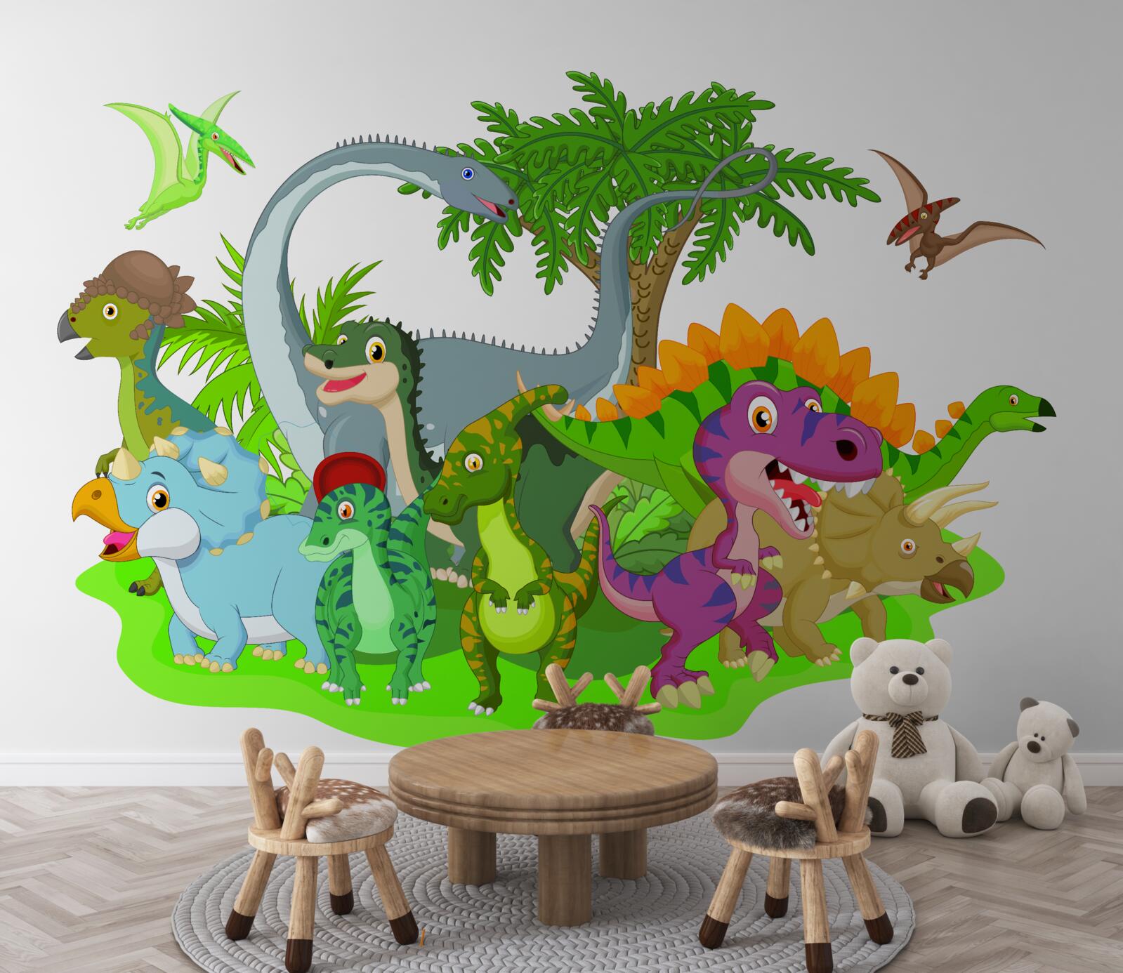 Fototapeta kreslených dinosaurov