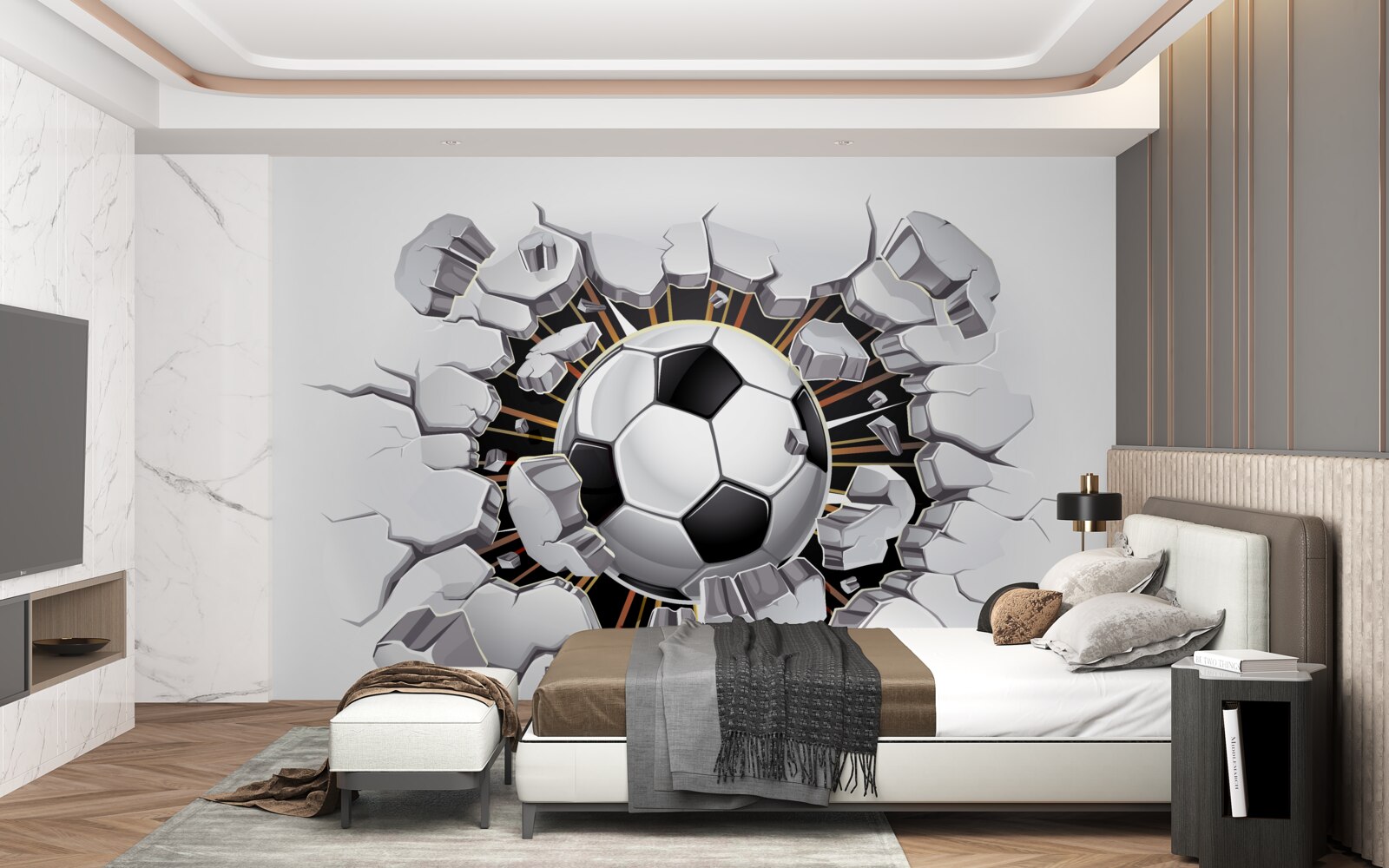 Fototapeta futbalová lopta lietajúca vo vzduchu