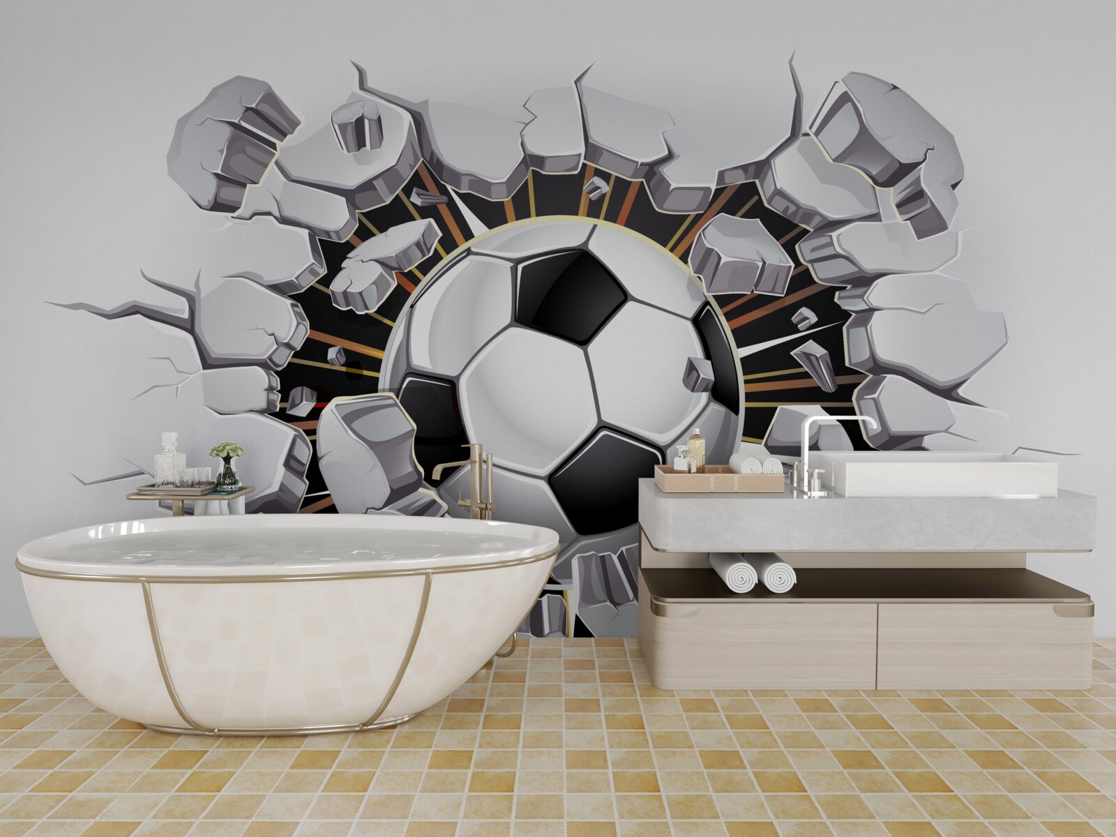 Fototapeta futbalová lopta lietajúca vo vzduchu