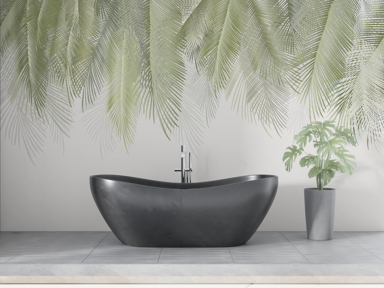 Fototapeta trópy so zelenými palmami