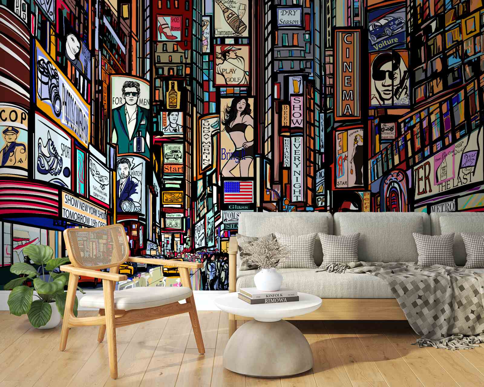 Fototapeta námestie zdobia reklamné bilbordy