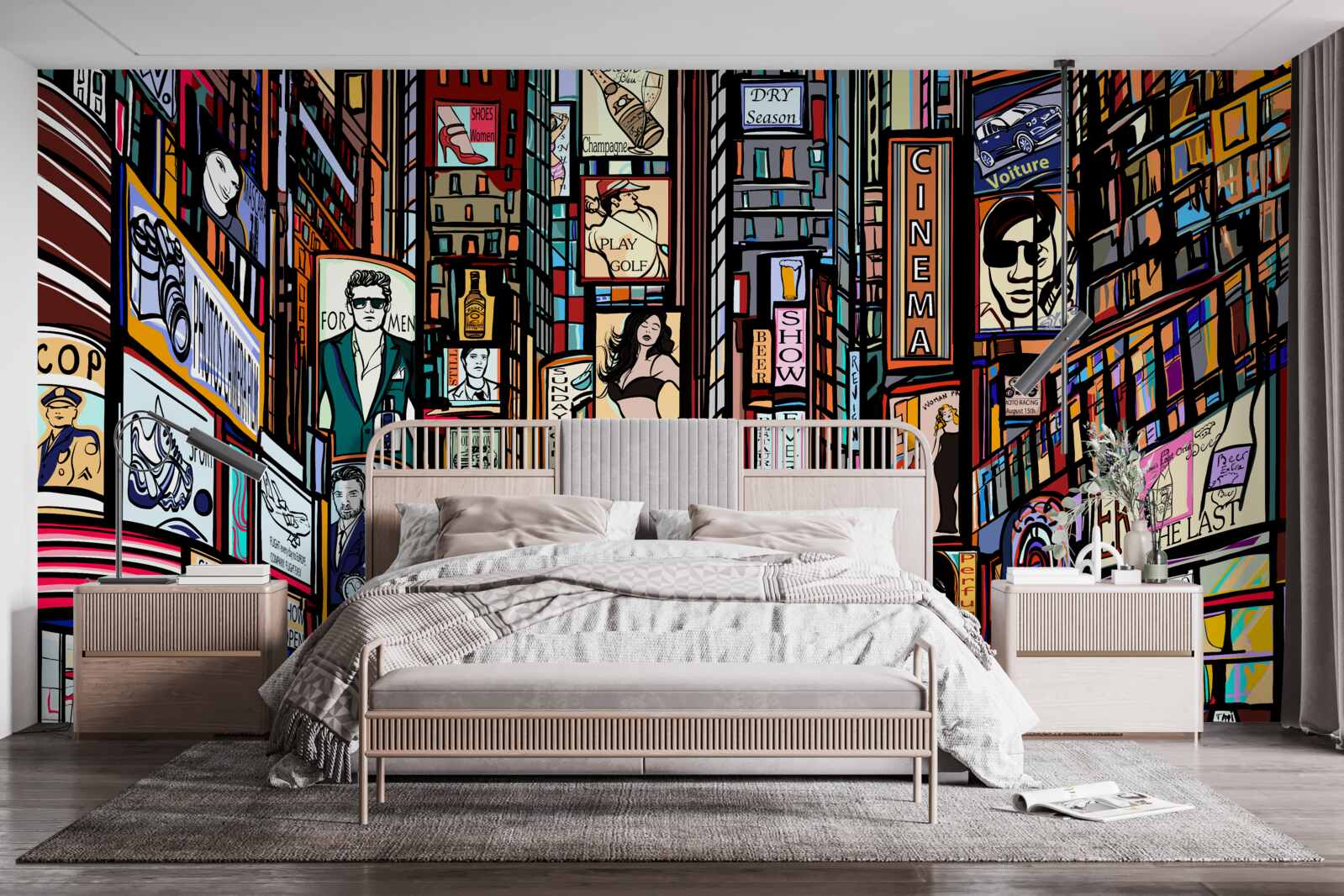 Fototapeta námestie zdobia reklamné bilbordy