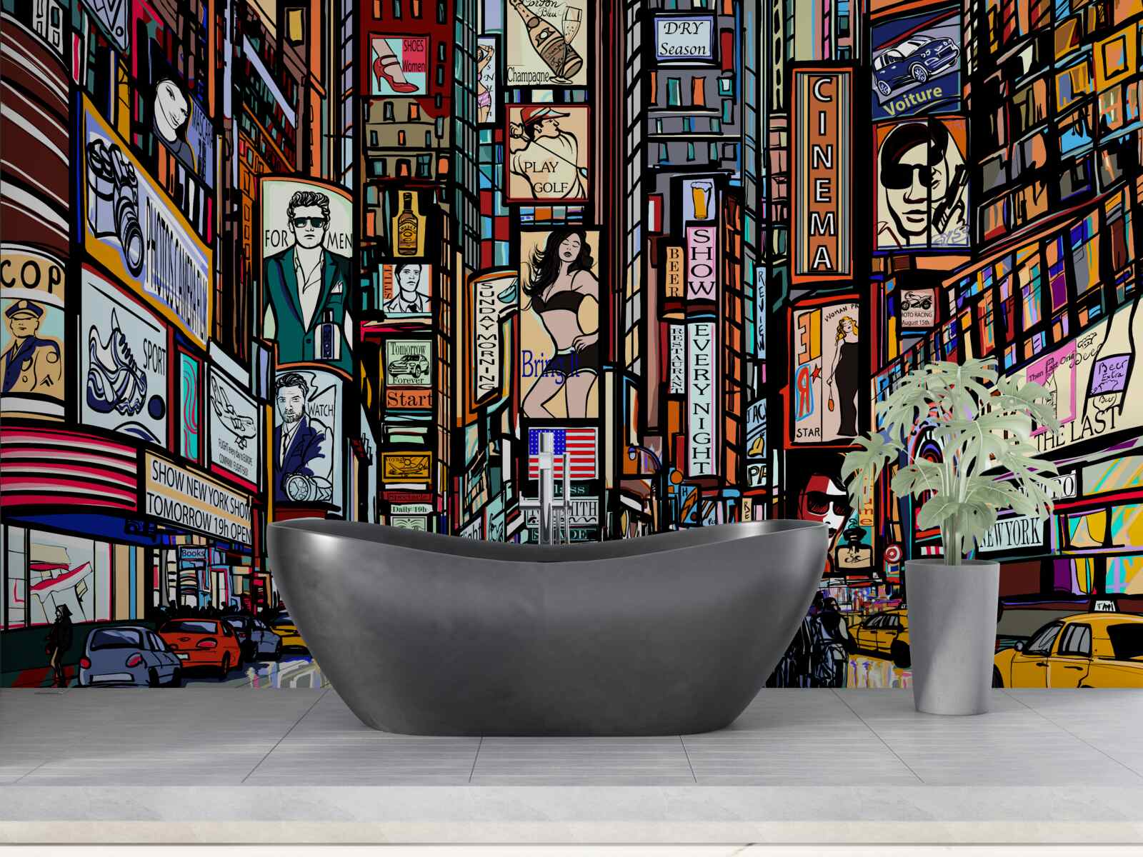 Fototapeta námestie zdobia reklamné bilbordy