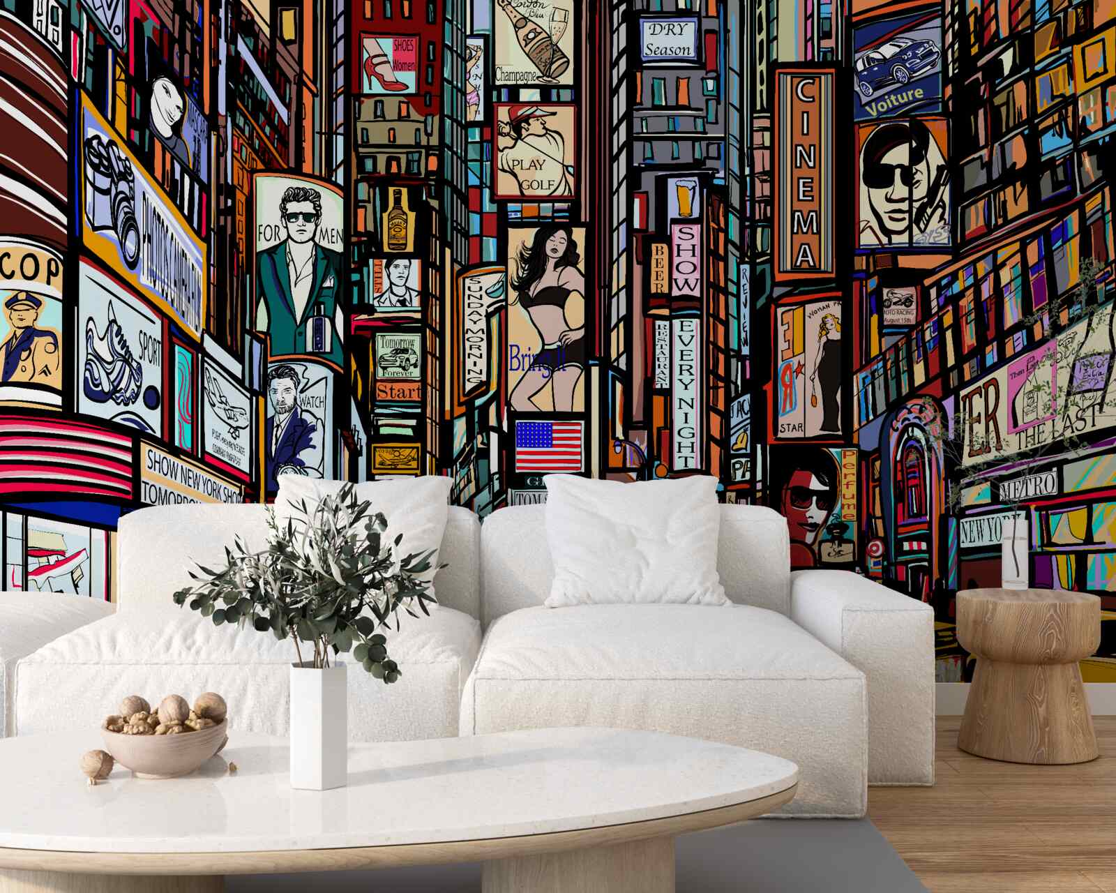 Fototapeta námestie zdobia reklamné bilbordy