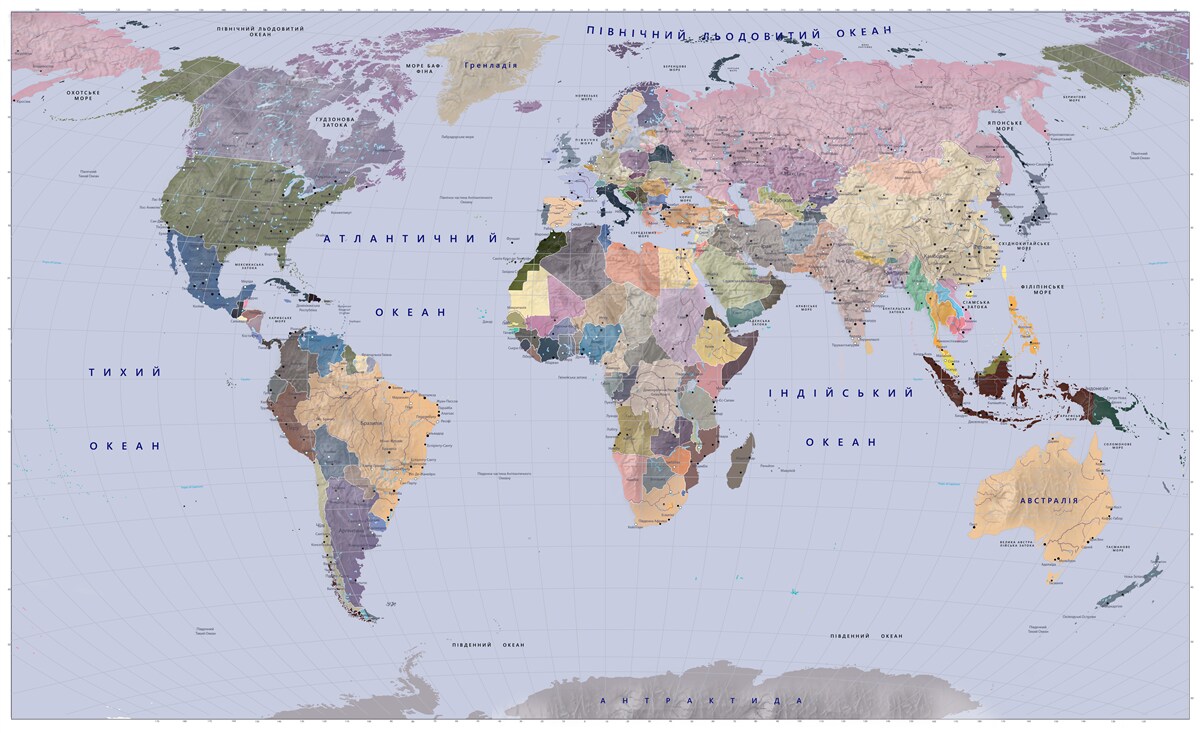 Fototapeta viacfarebná geografická mapa zeme