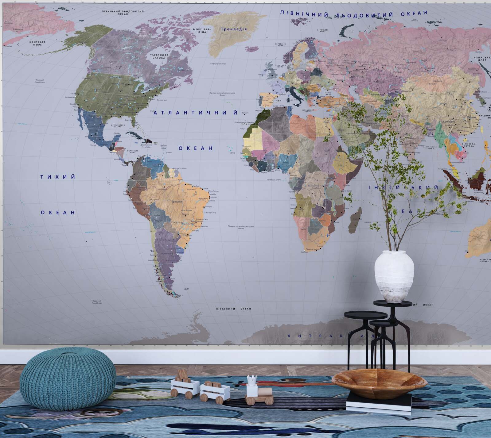 Fototapeta viacfarebná geografická mapa zeme