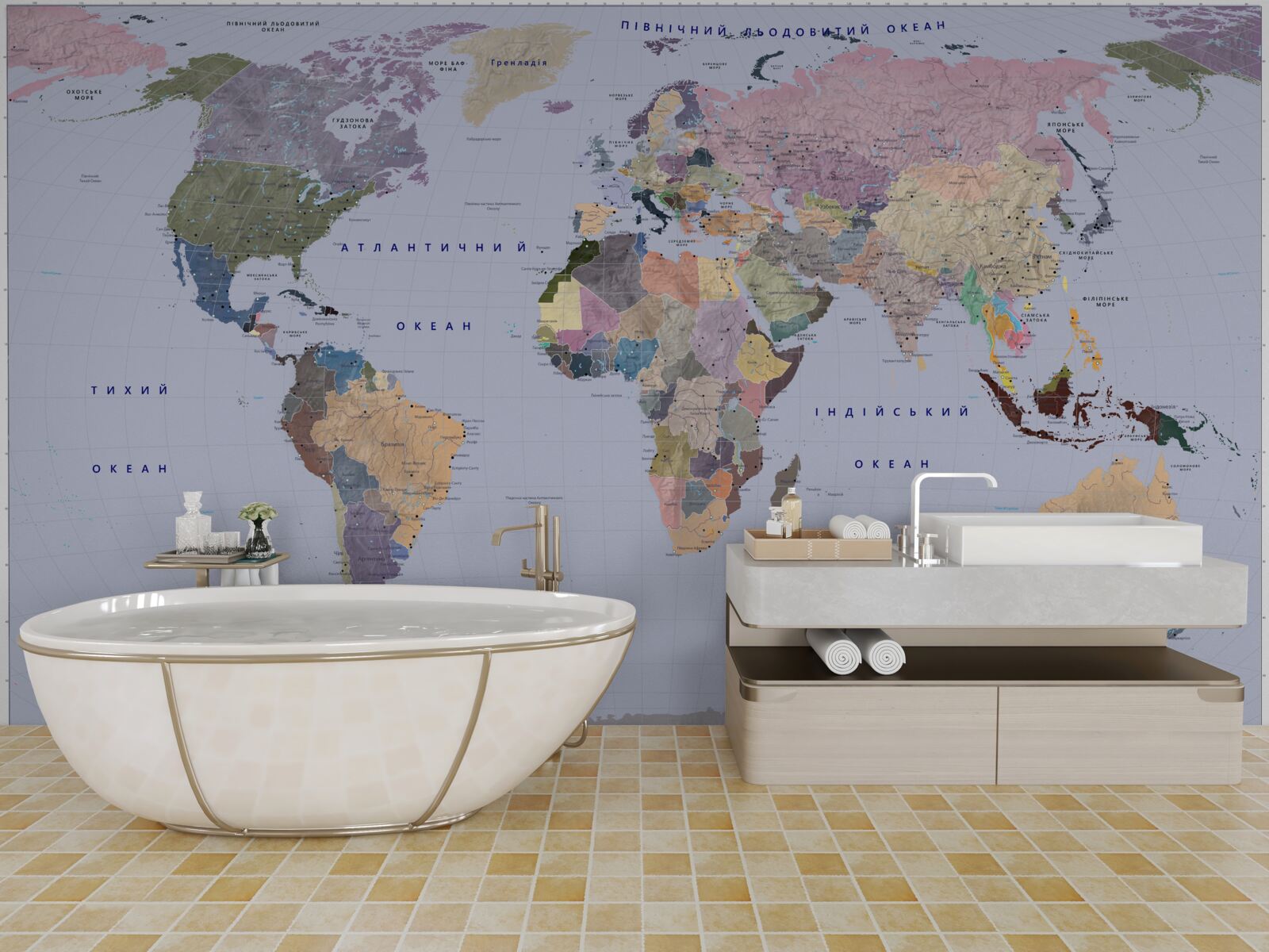 Fototapeta viacfarebná geografická mapa zeme