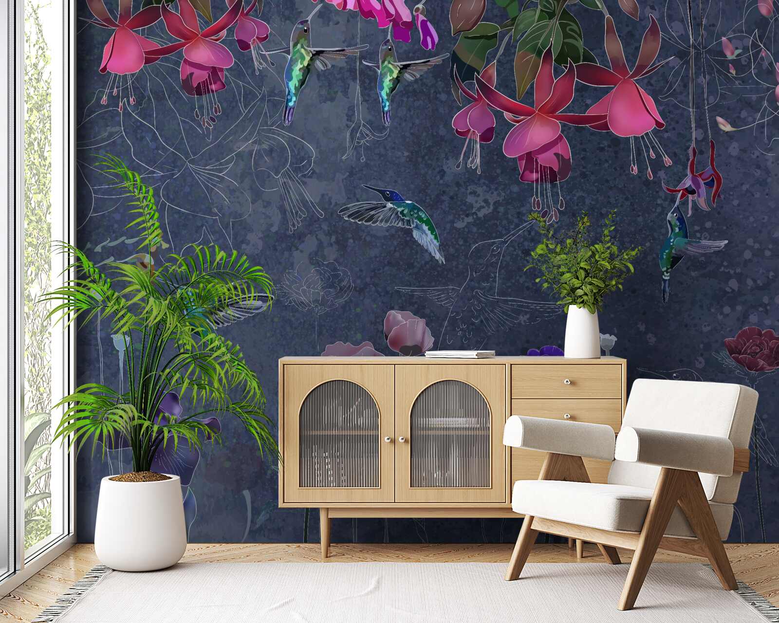 Fototapeta kvety a kolibríky