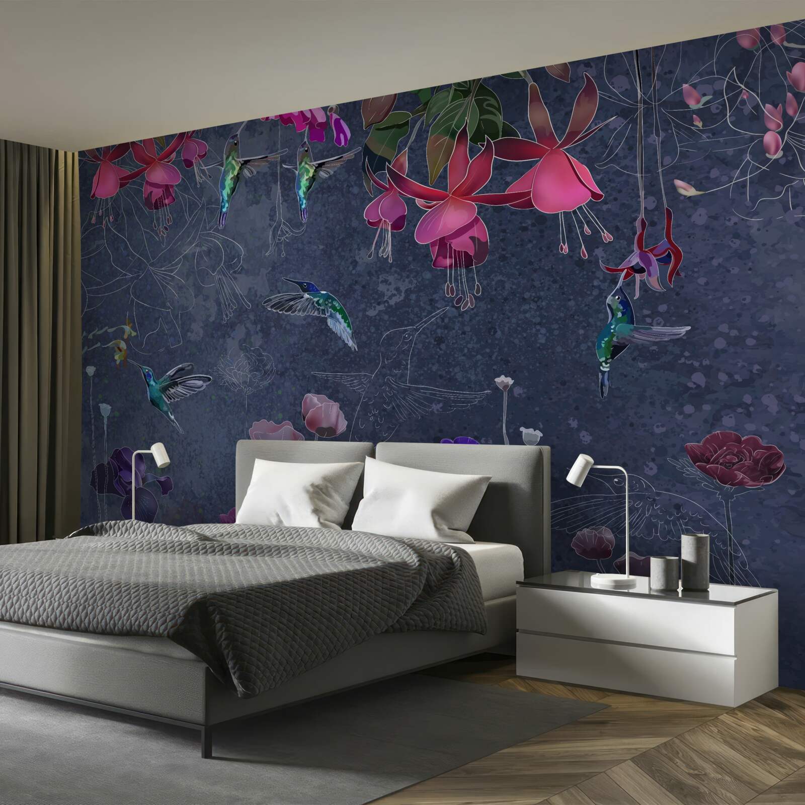 Fototapeta kvety a kolibríky