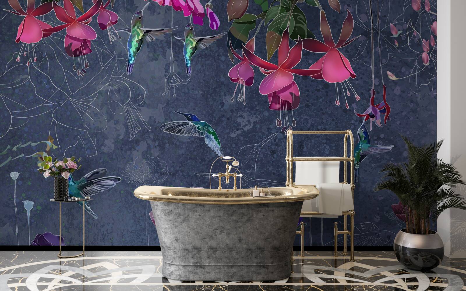 Fototapeta kvety a kolibríky