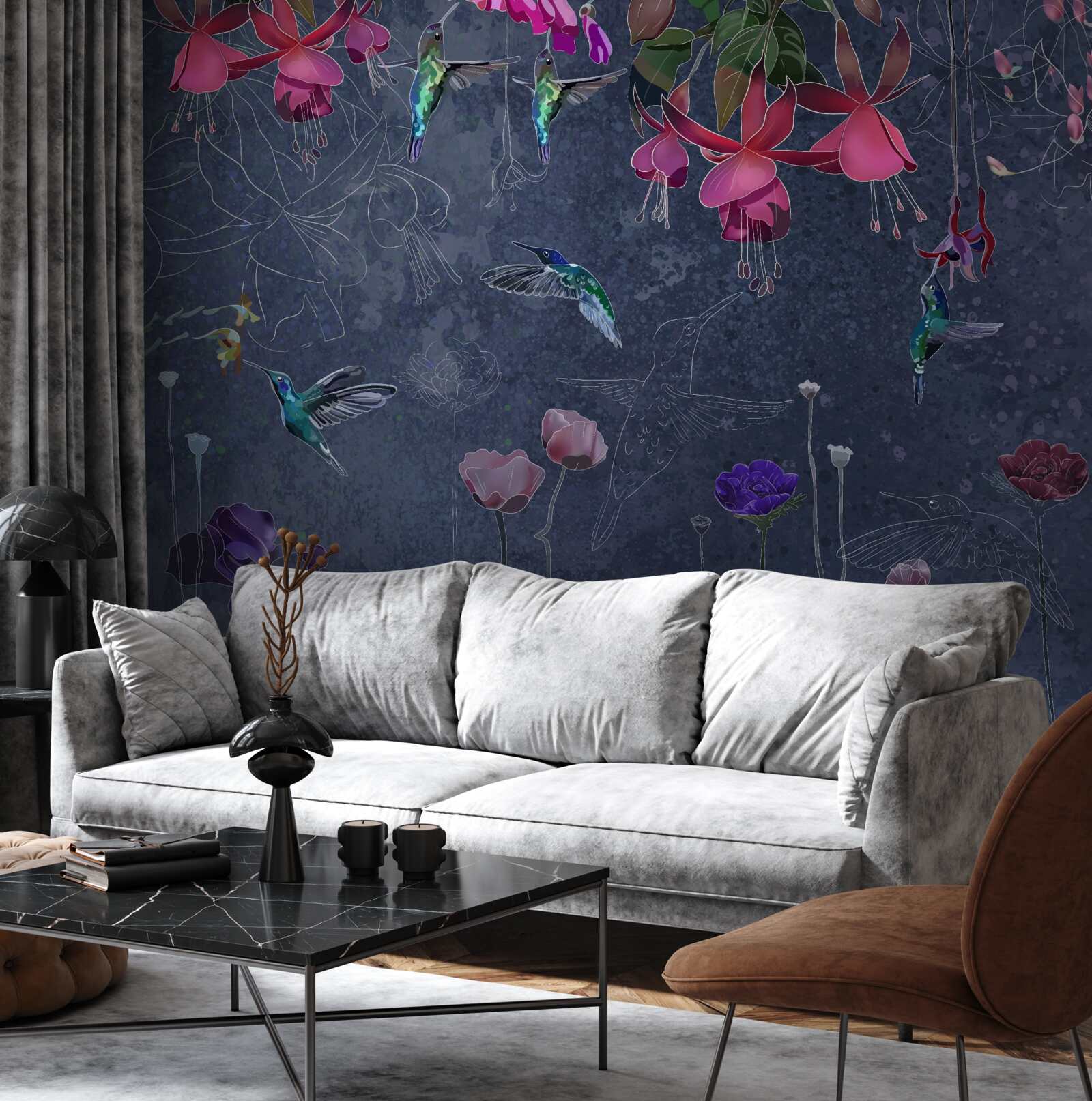 Fototapeta kvety a kolibríky