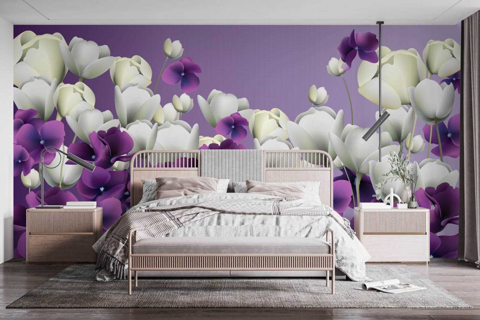 Fototapeta biele a fialové kvety
