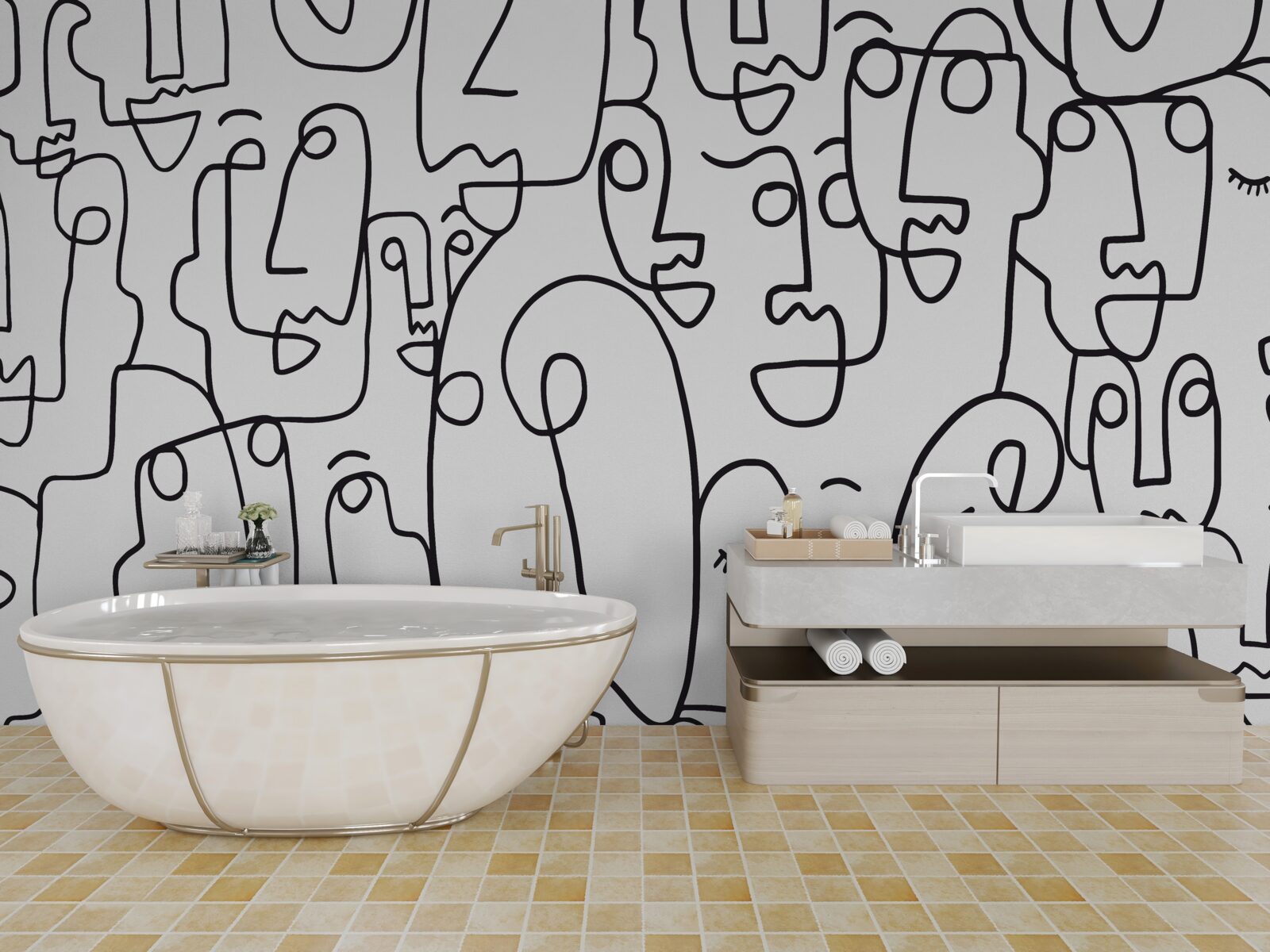 Fototapeta kontúry ženských tvárí