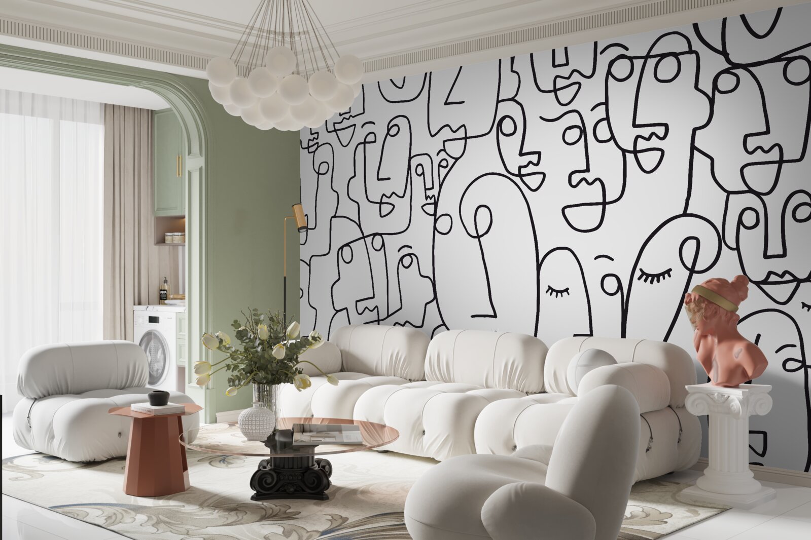 Fototapeta kontúry ženských tvárí