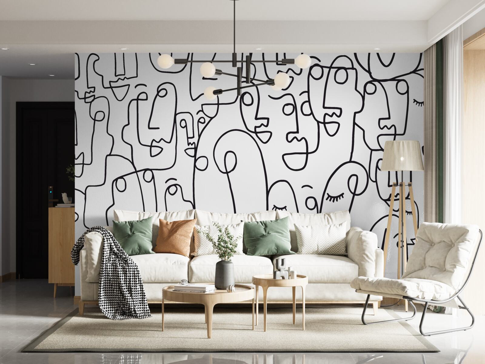 Fototapeta kontúry ženských tvárí