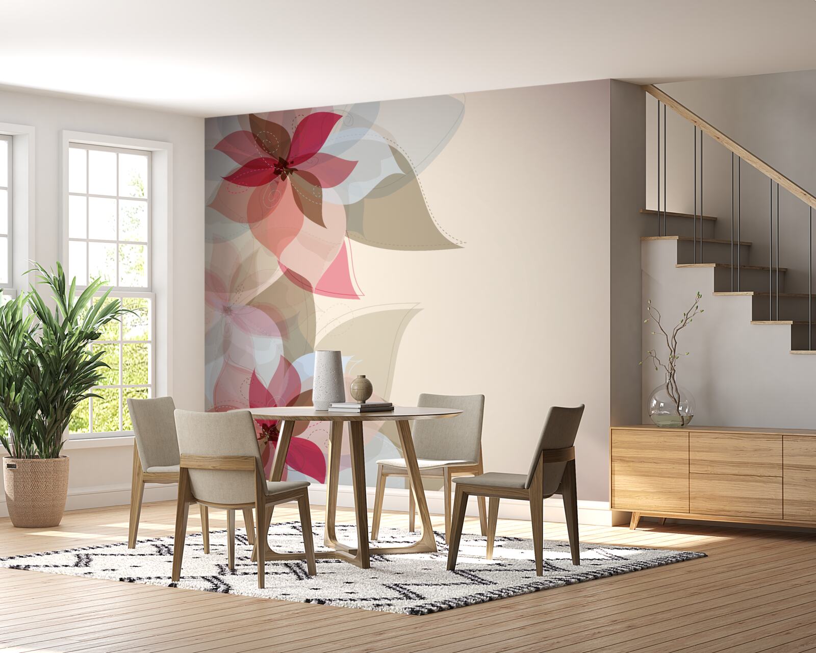 Fototapeta abstraktný obraz vytvorený z červených kvetov a listov