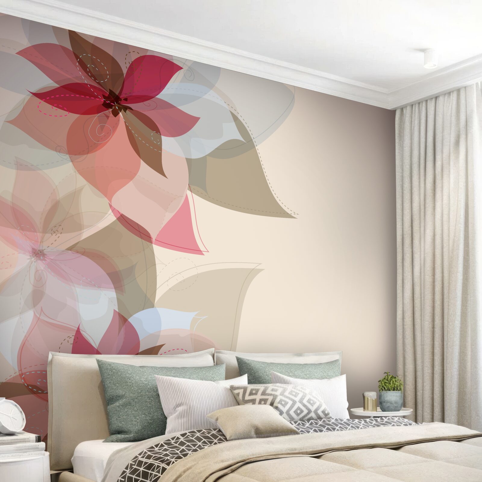 Fototapeta abstraktný obraz vytvorený z červených kvetov a listov