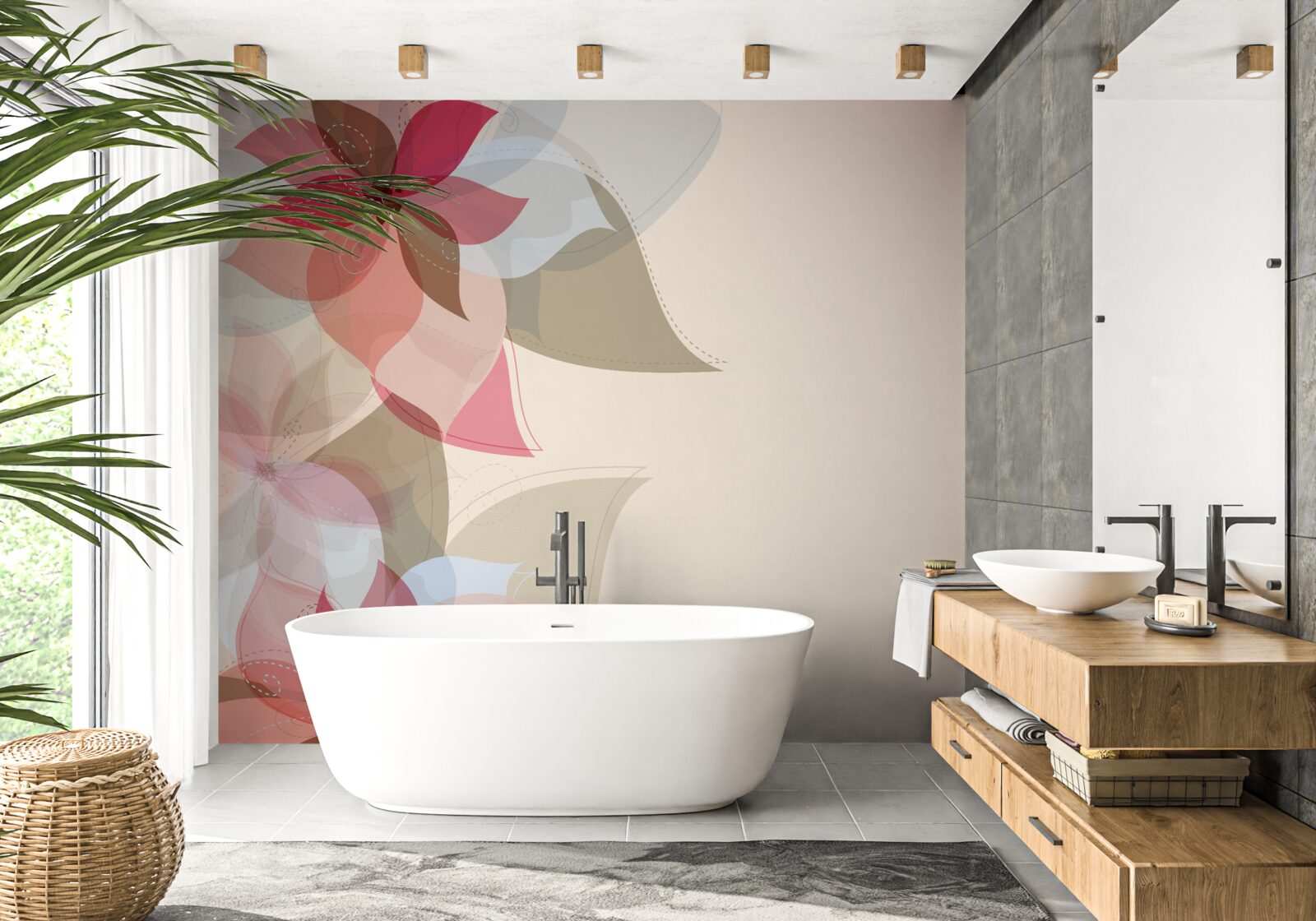 Fototapeta abstraktný obraz vytvorený z červených kvetov a listov