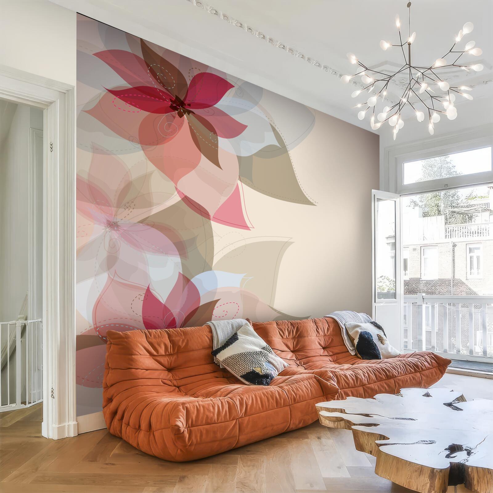 Fototapeta abstraktný obraz vytvorený z červených kvetov a listov