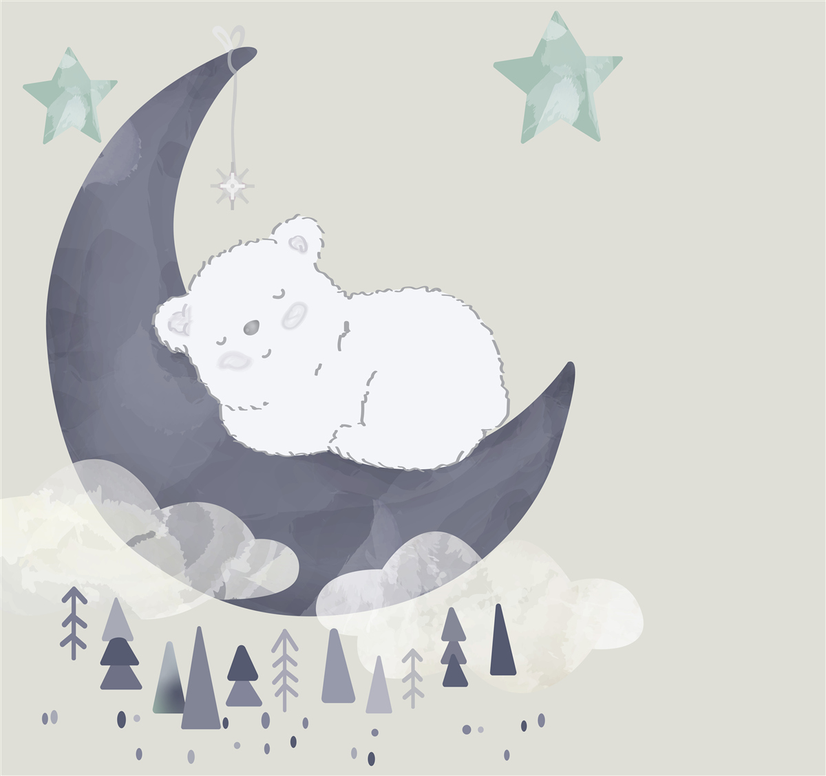 Fototapeta malý ľadový medveď drieme na mesiaci