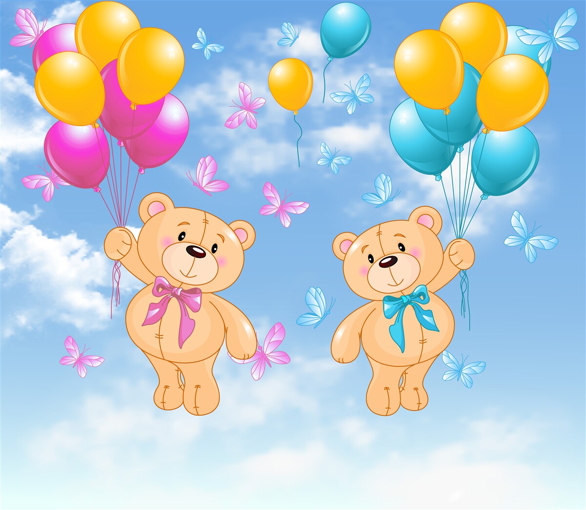 Fototapeta medvede s héliovými balónikmi