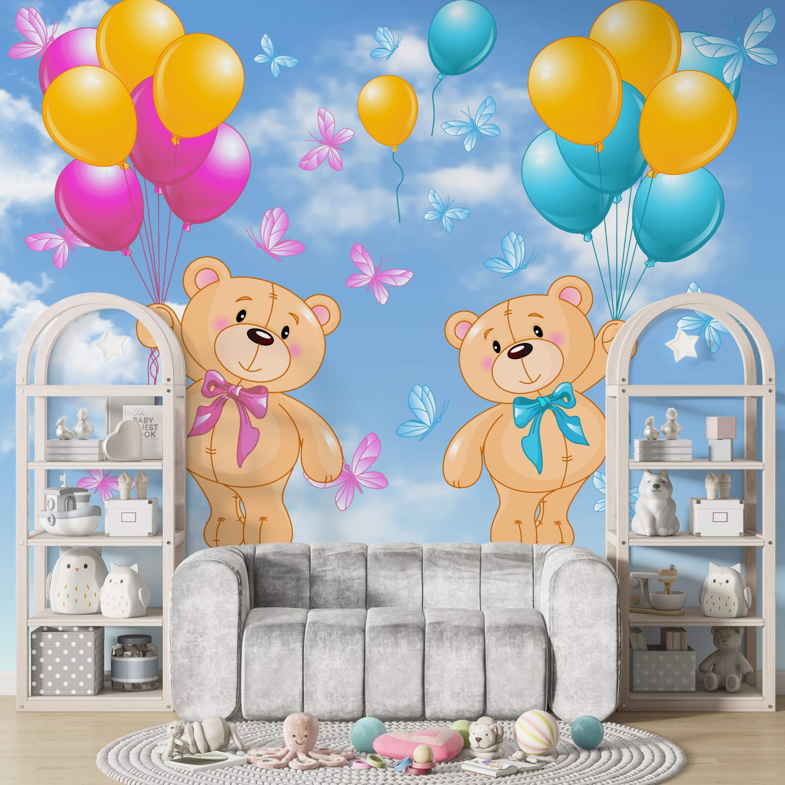 Fototapeta medvede s héliovými balónikmi