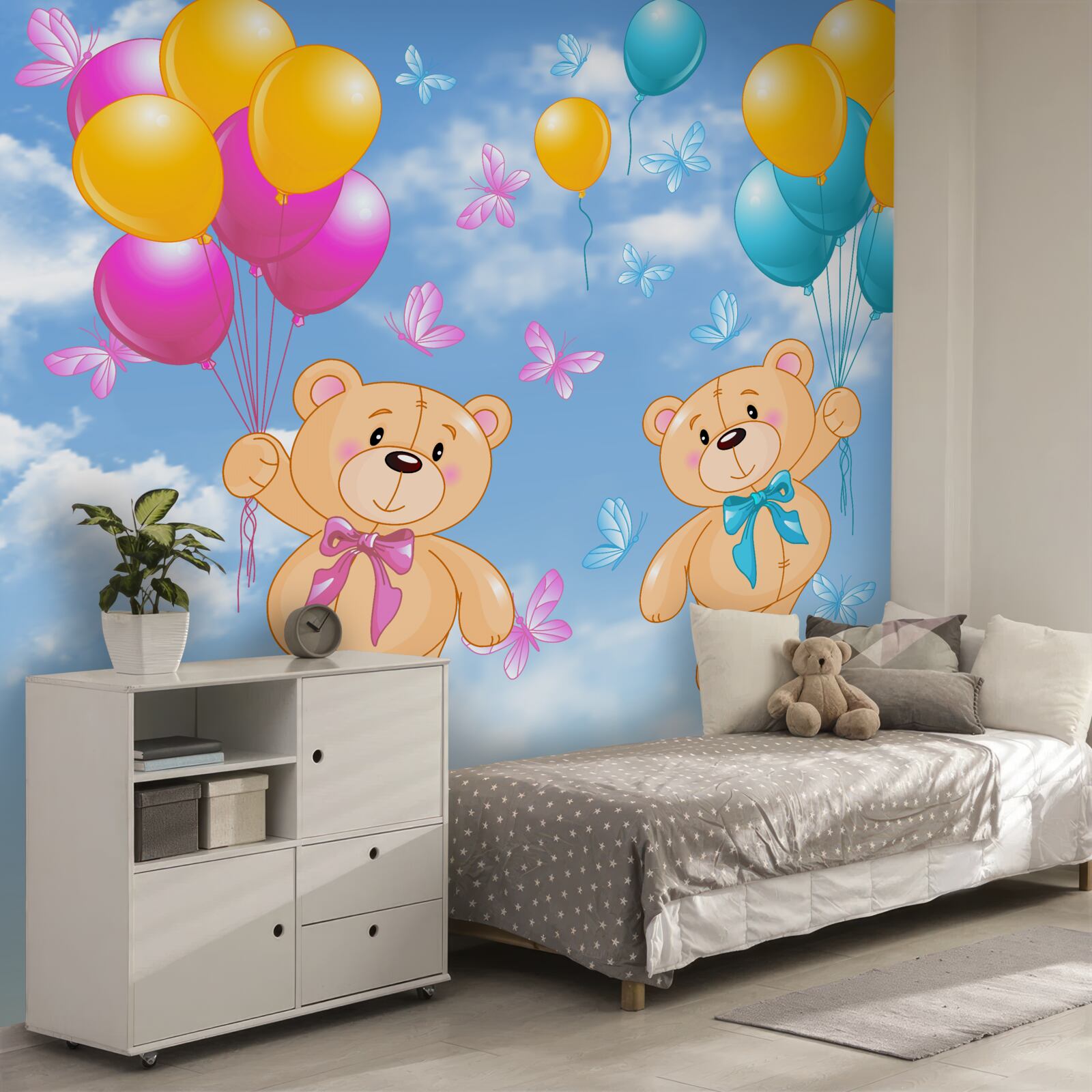 Fototapeta medvede s héliovými balónikmi