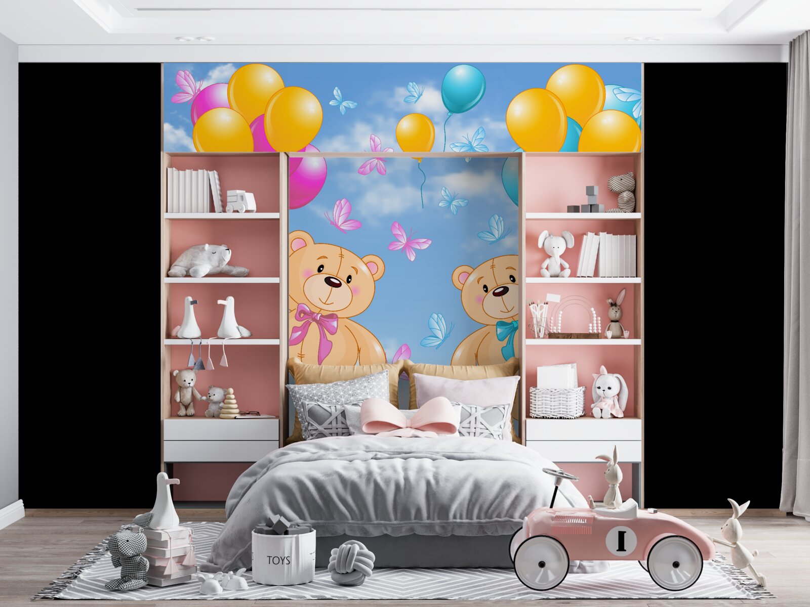 Fototapeta medvede s héliovými balónikmi