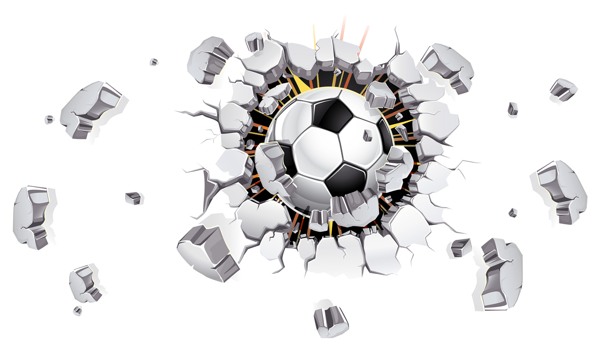 Fototapeta Stenu prelomila futbalová lopta