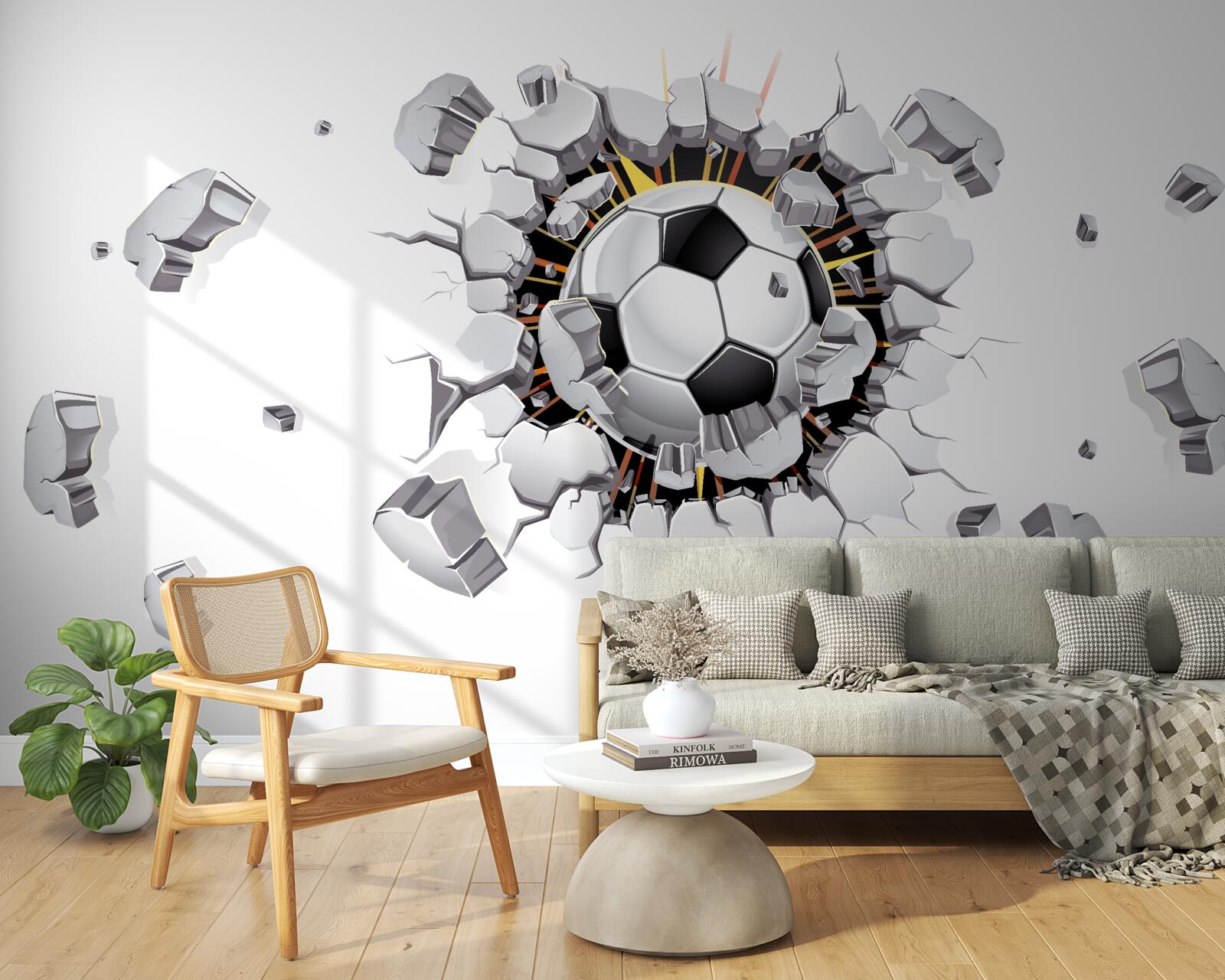 Fototapeta Stenu prelomila futbalová lopta