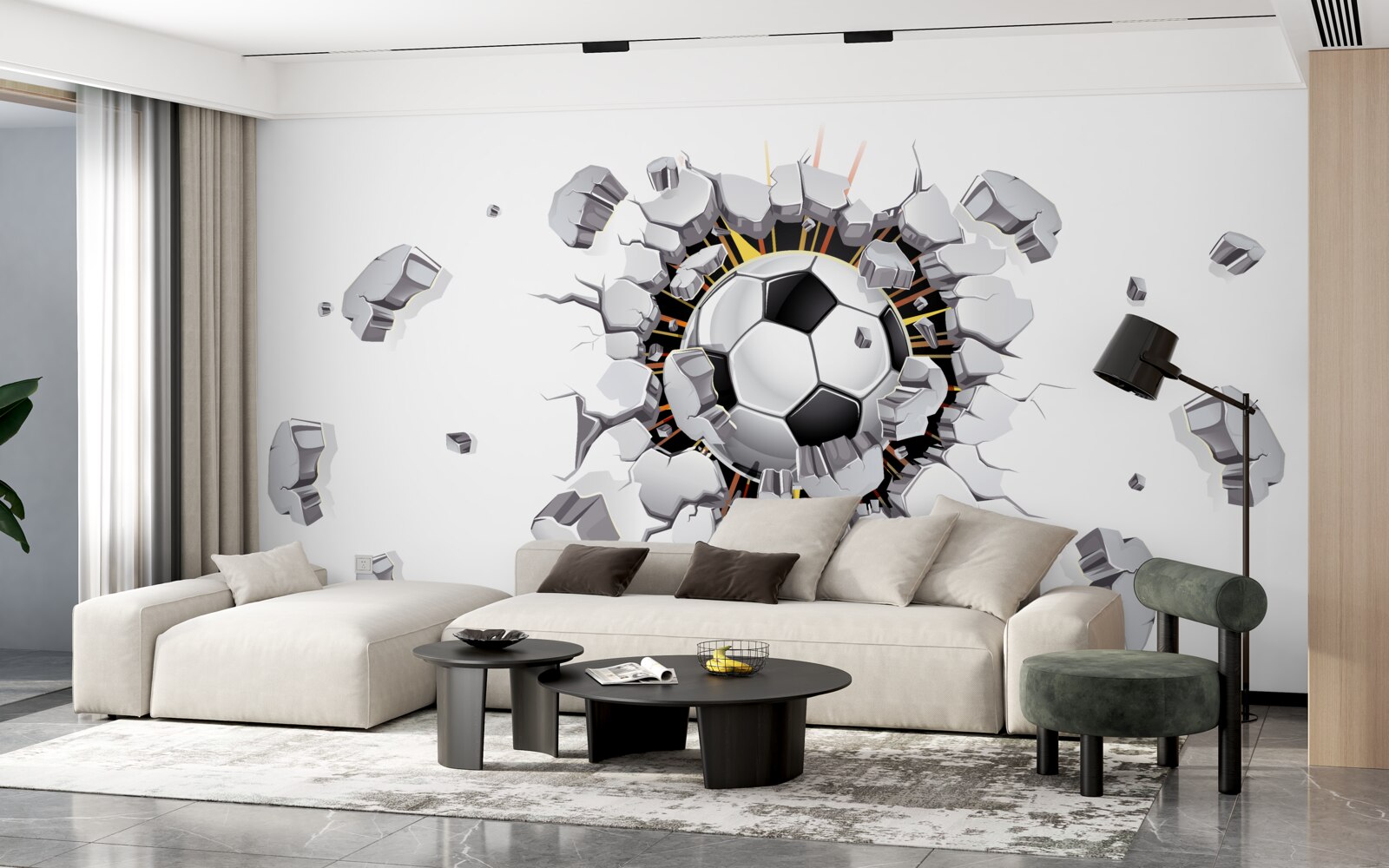 Fototapeta Stenu prelomila futbalová lopta