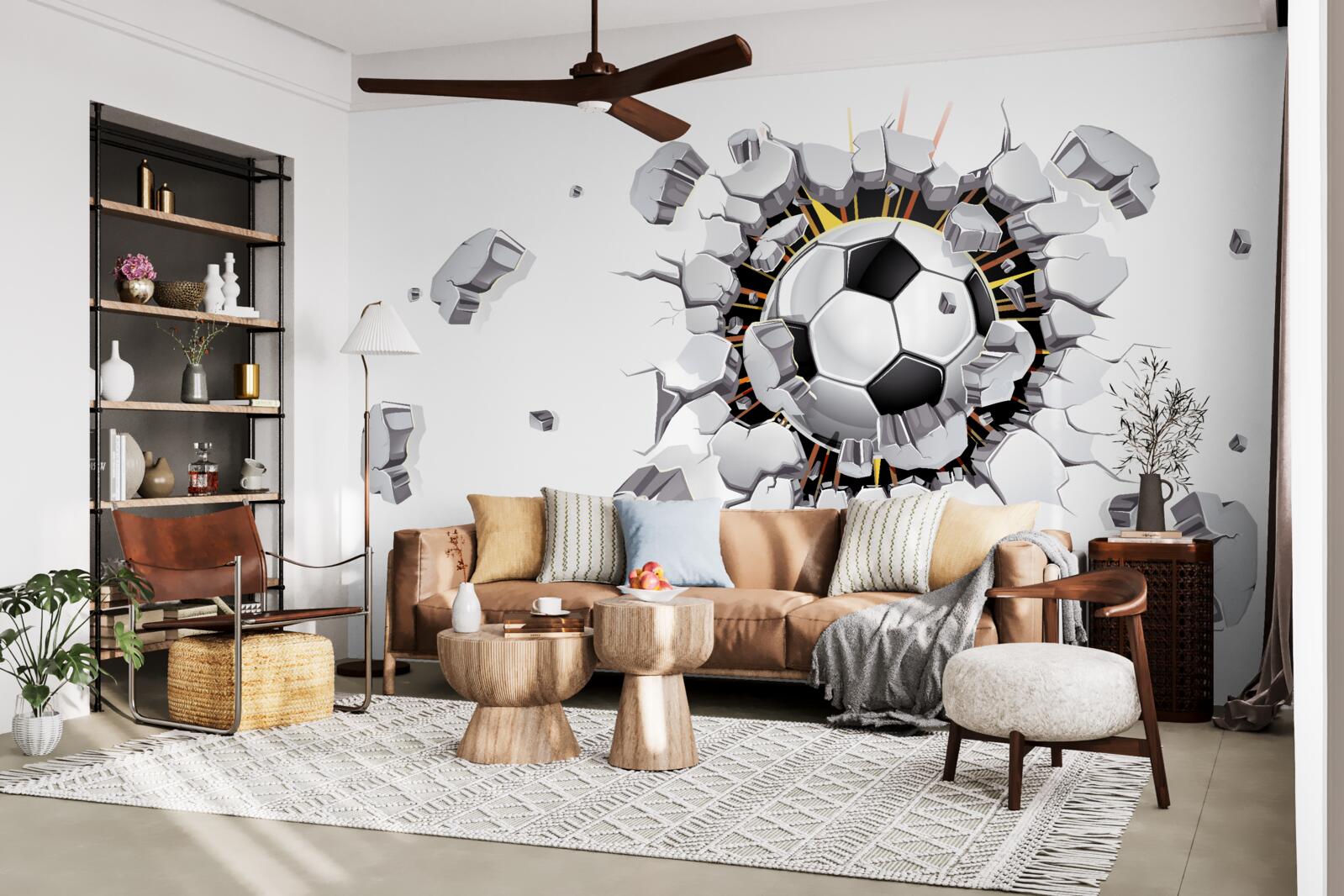 Fototapeta Stenu prelomila futbalová lopta