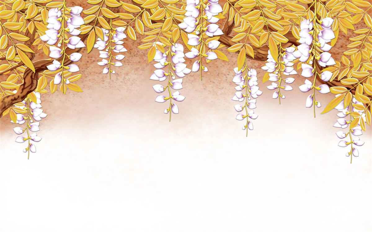 Fototapeta odraz žltých listov a bielych kvetov