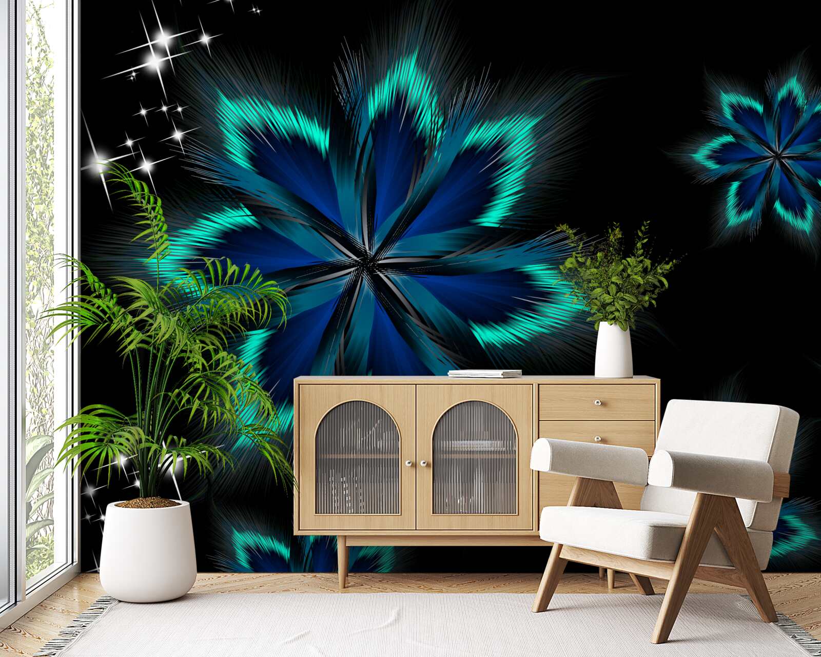 Fototapeta lotos so svetlomodrým okrajom