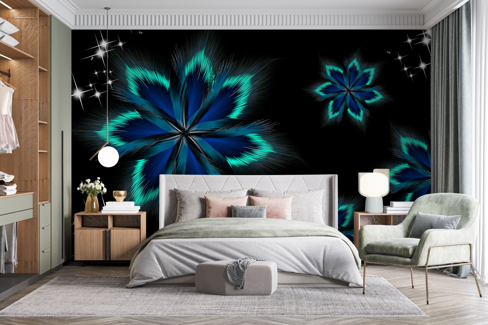 Fototapeta lotos so svetlomodrým okrajom