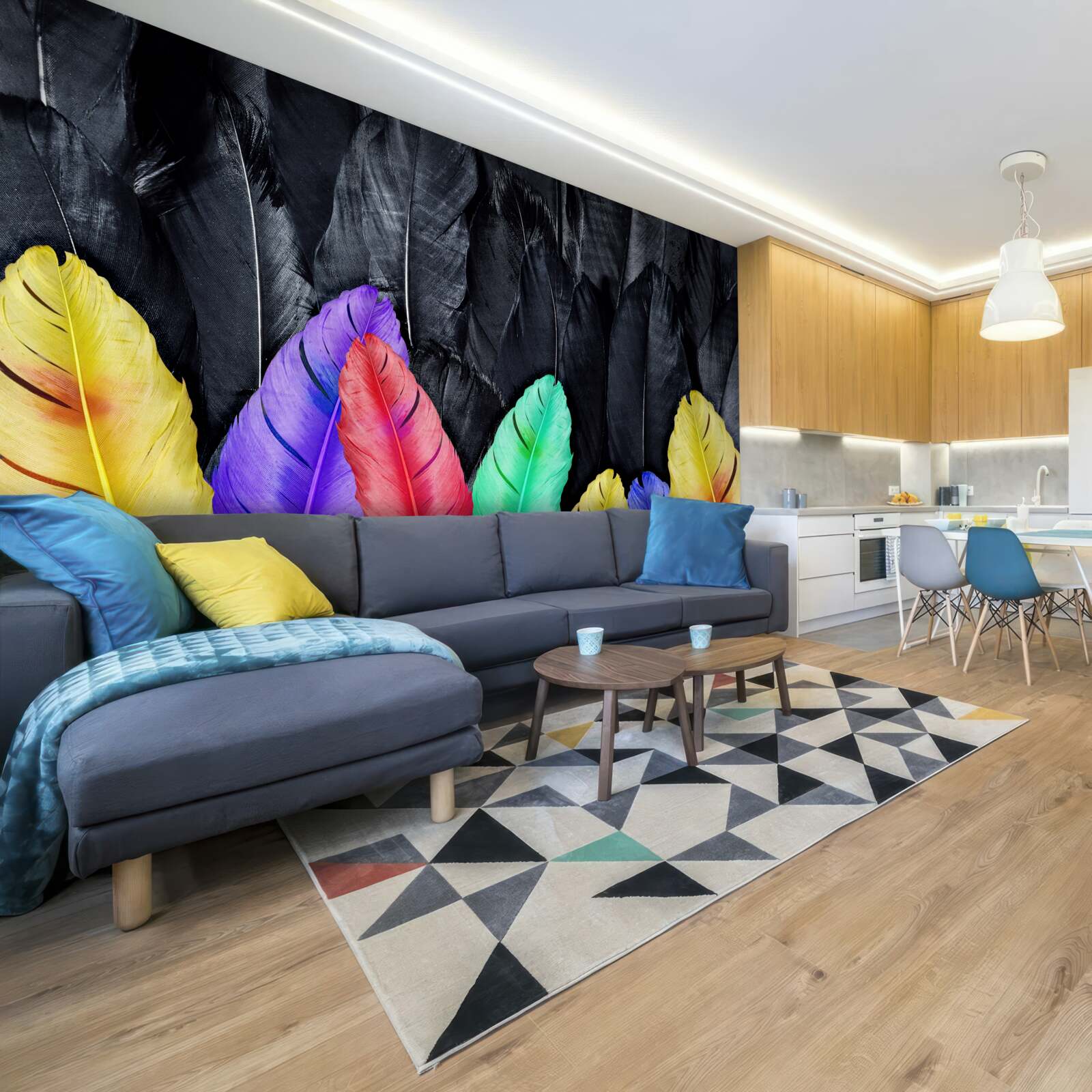 Fototapeta pozadie s jasnými veľkými perami