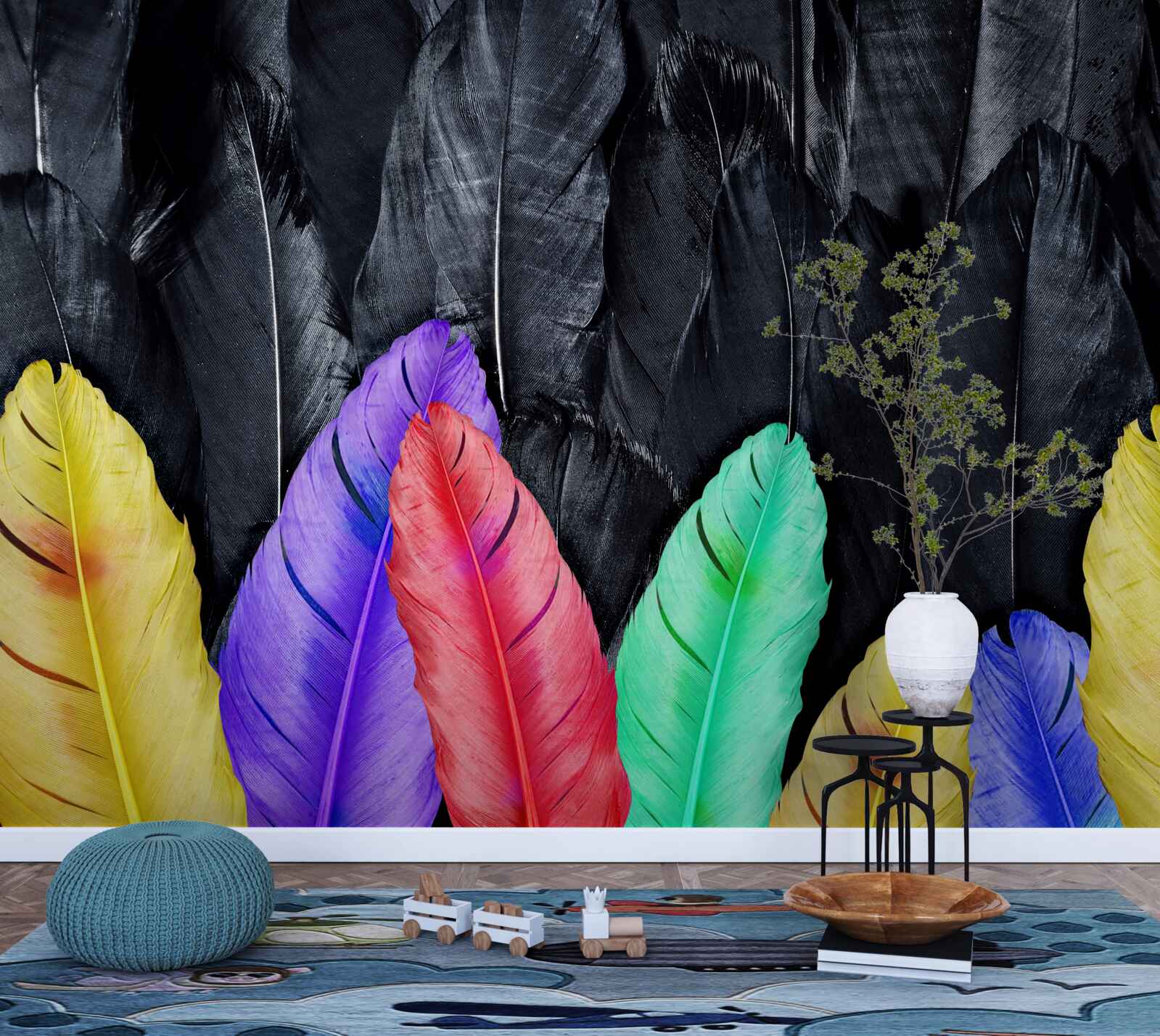 Fototapeta pozadie s jasnými veľkými perami